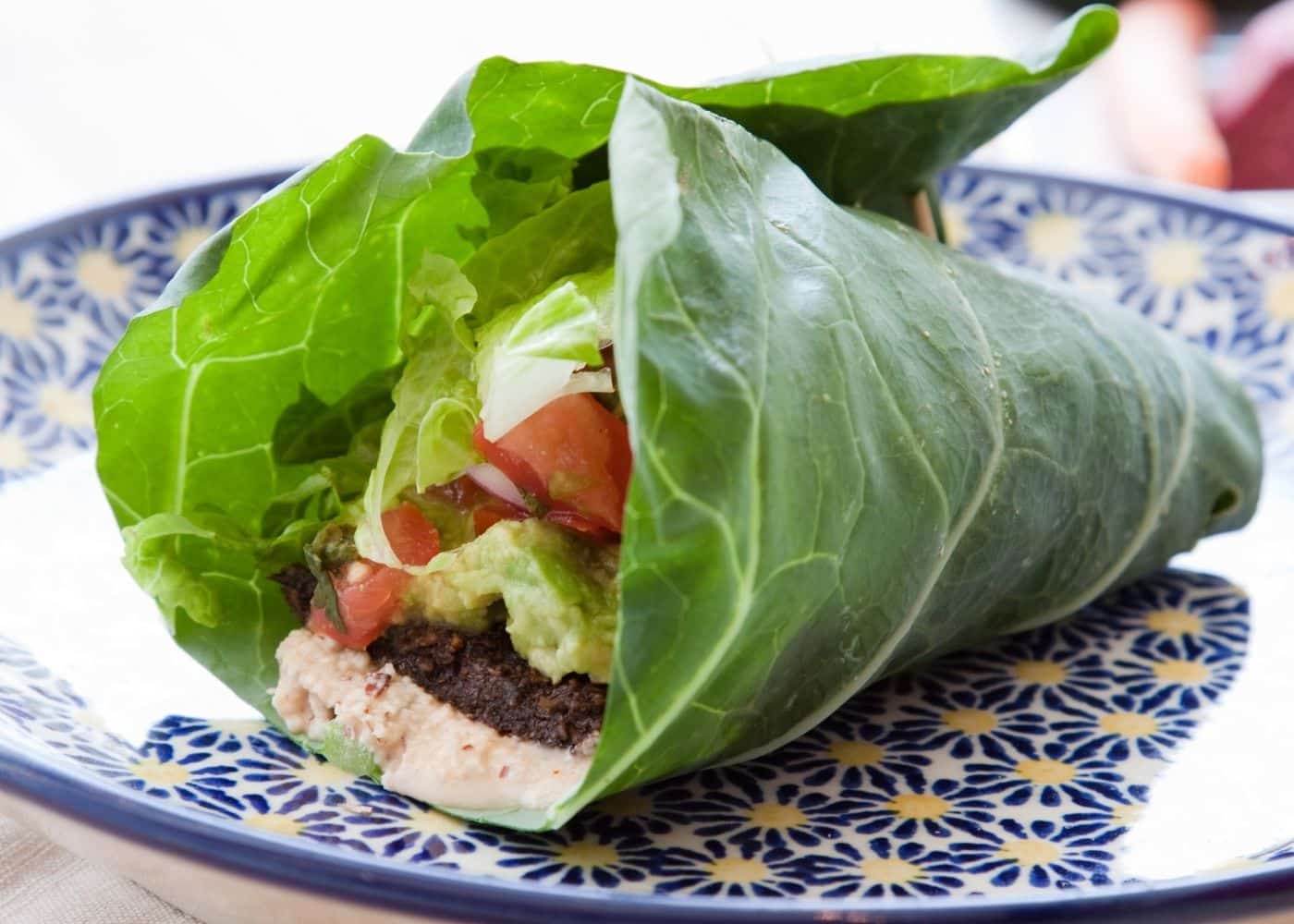 collard wrap with veggies.