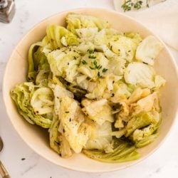 a bowl of cooked cabbage
