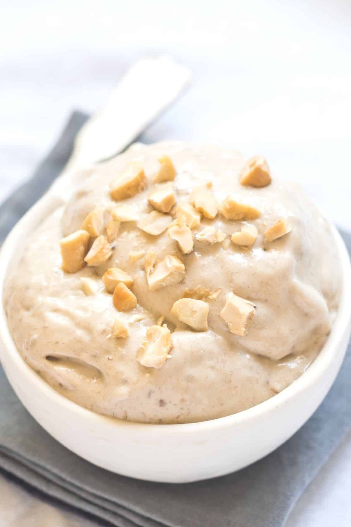 bowl of peanut butter banana ice cream