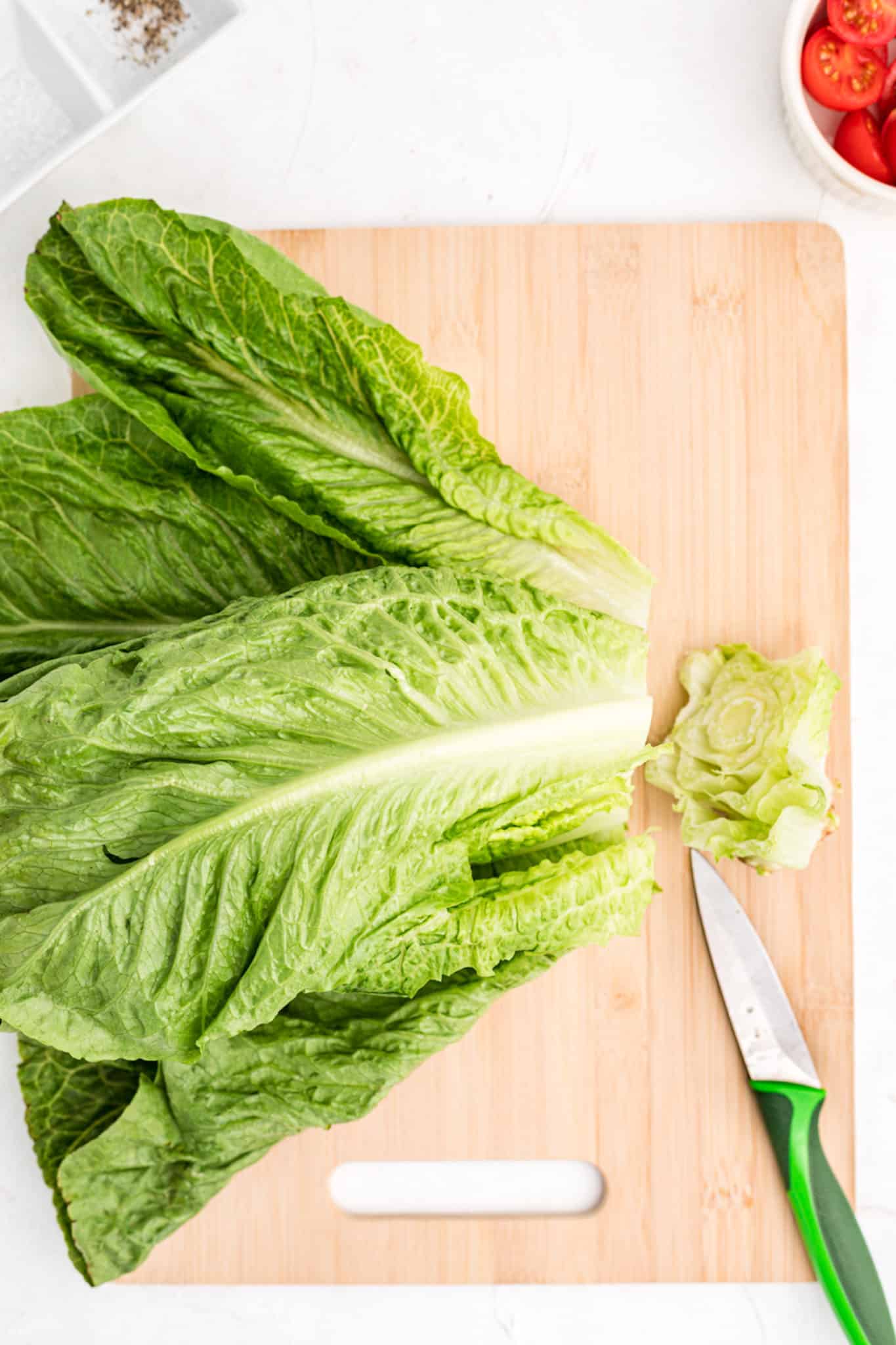 a head of romaine lettuce.