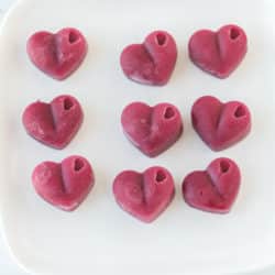 vegan heart gummies on a plate
