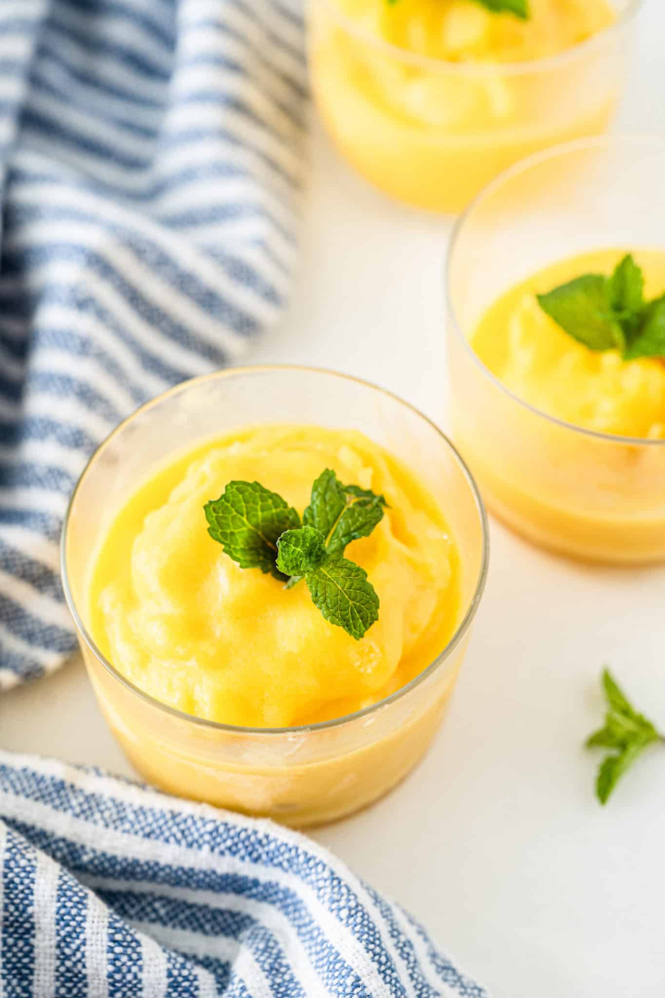 cups of mango sorbet