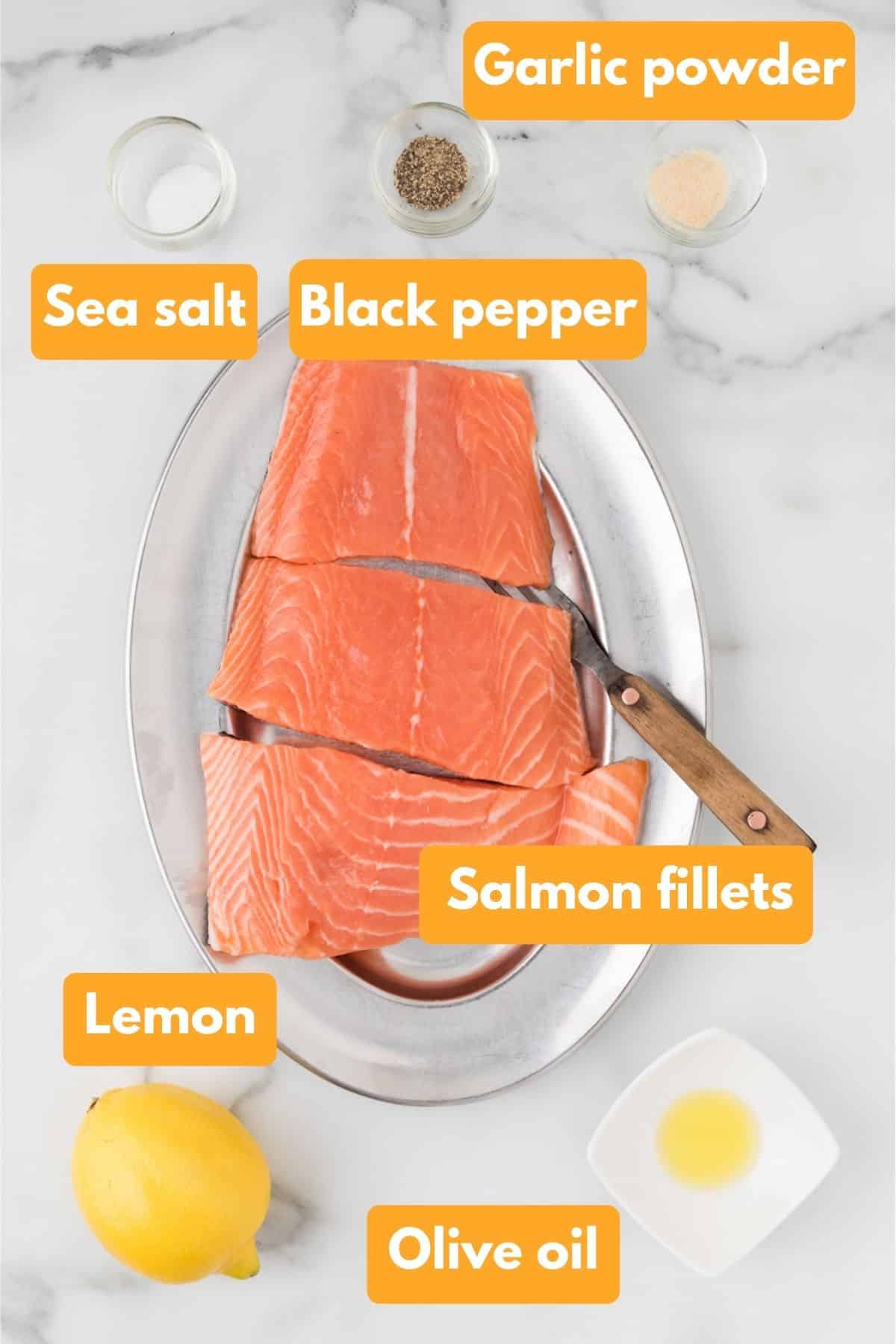 ingredients for air fryer salmon.