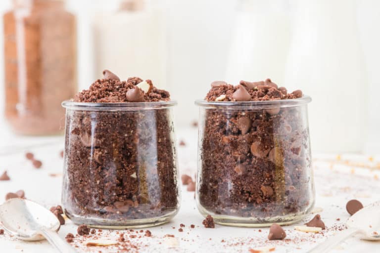 chocolate cookie dough in two jars.