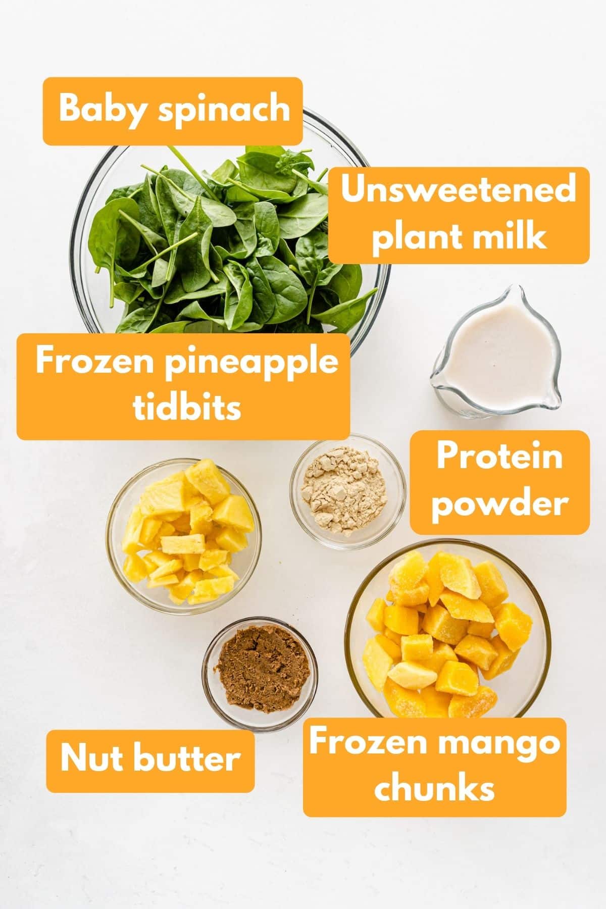 ingredients for pineapple mango smoothie