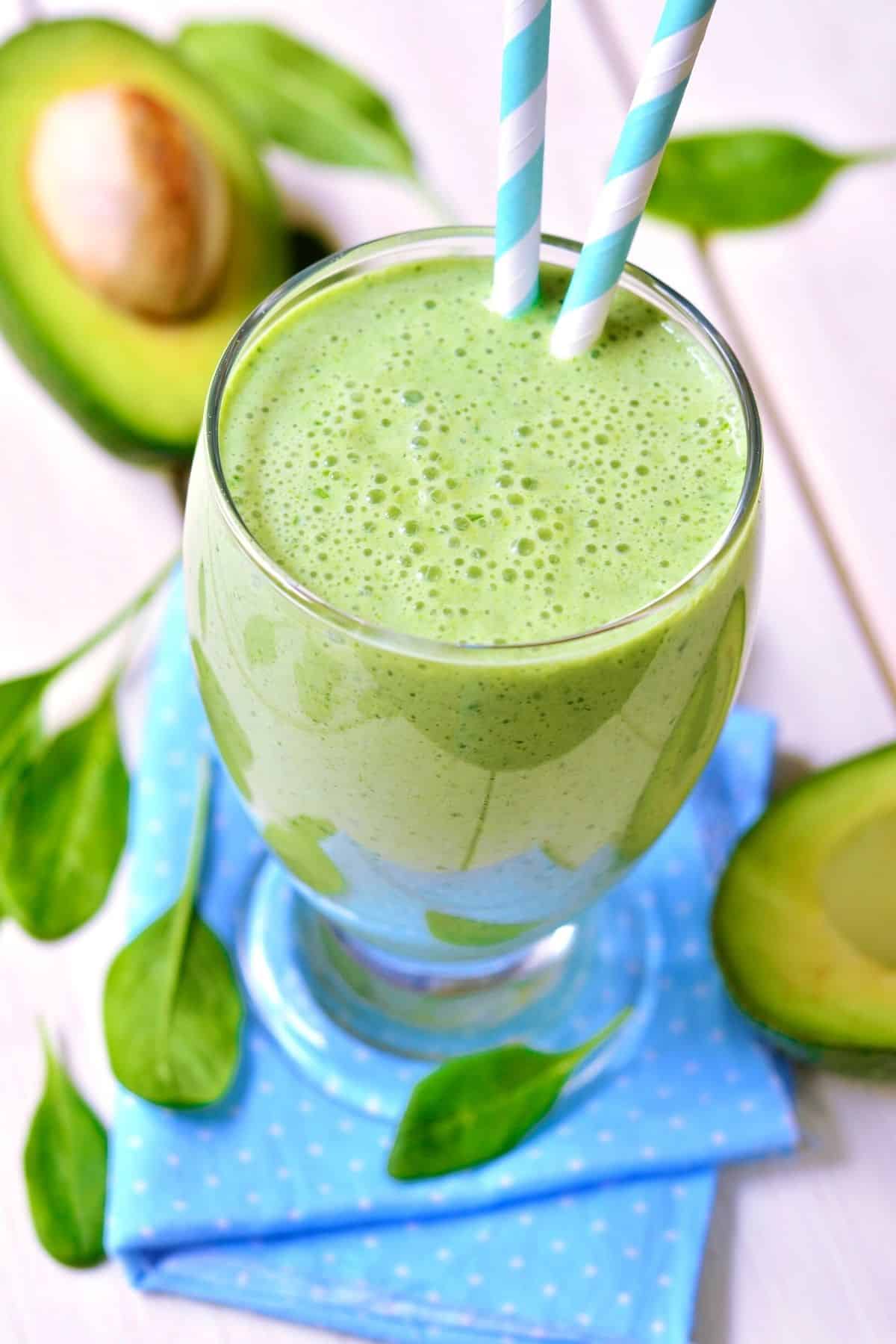 green smoothie made with avocado.