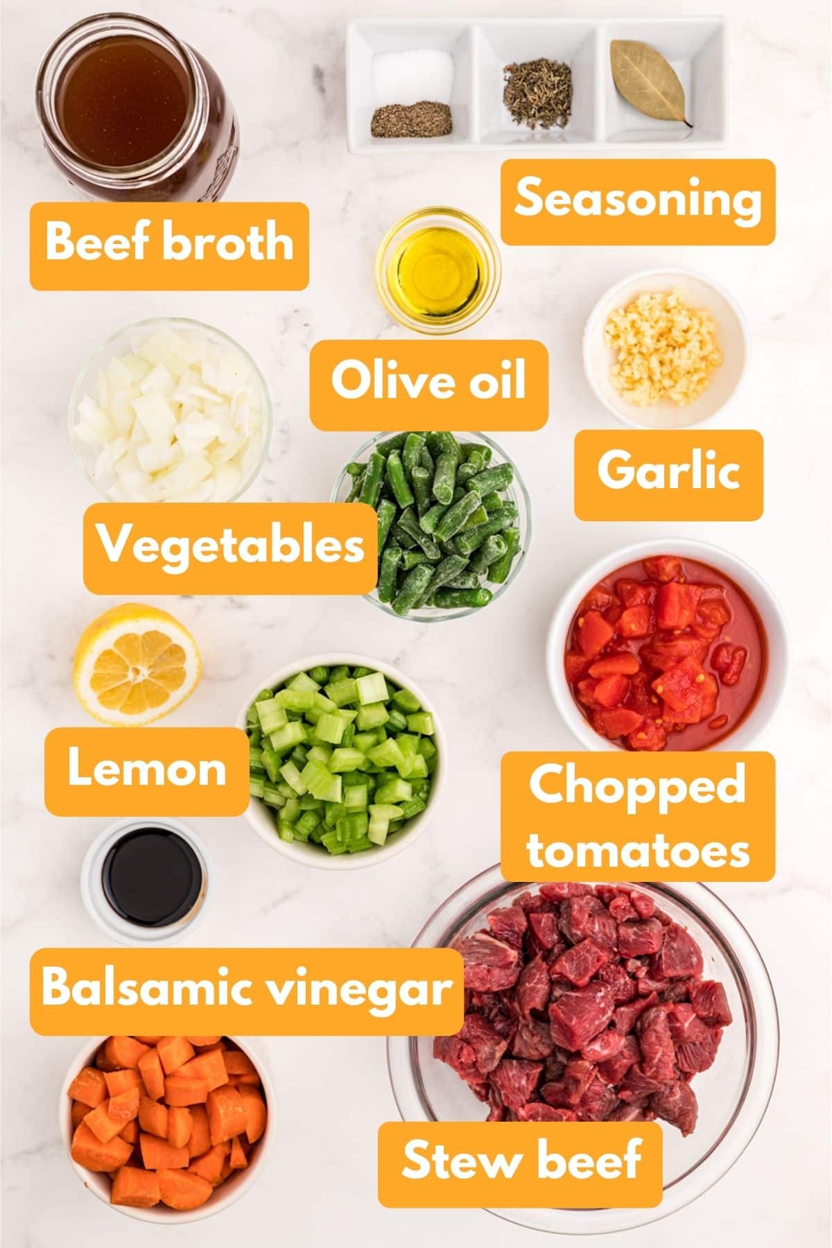 ingredients for instant pot vegetable beef soup.