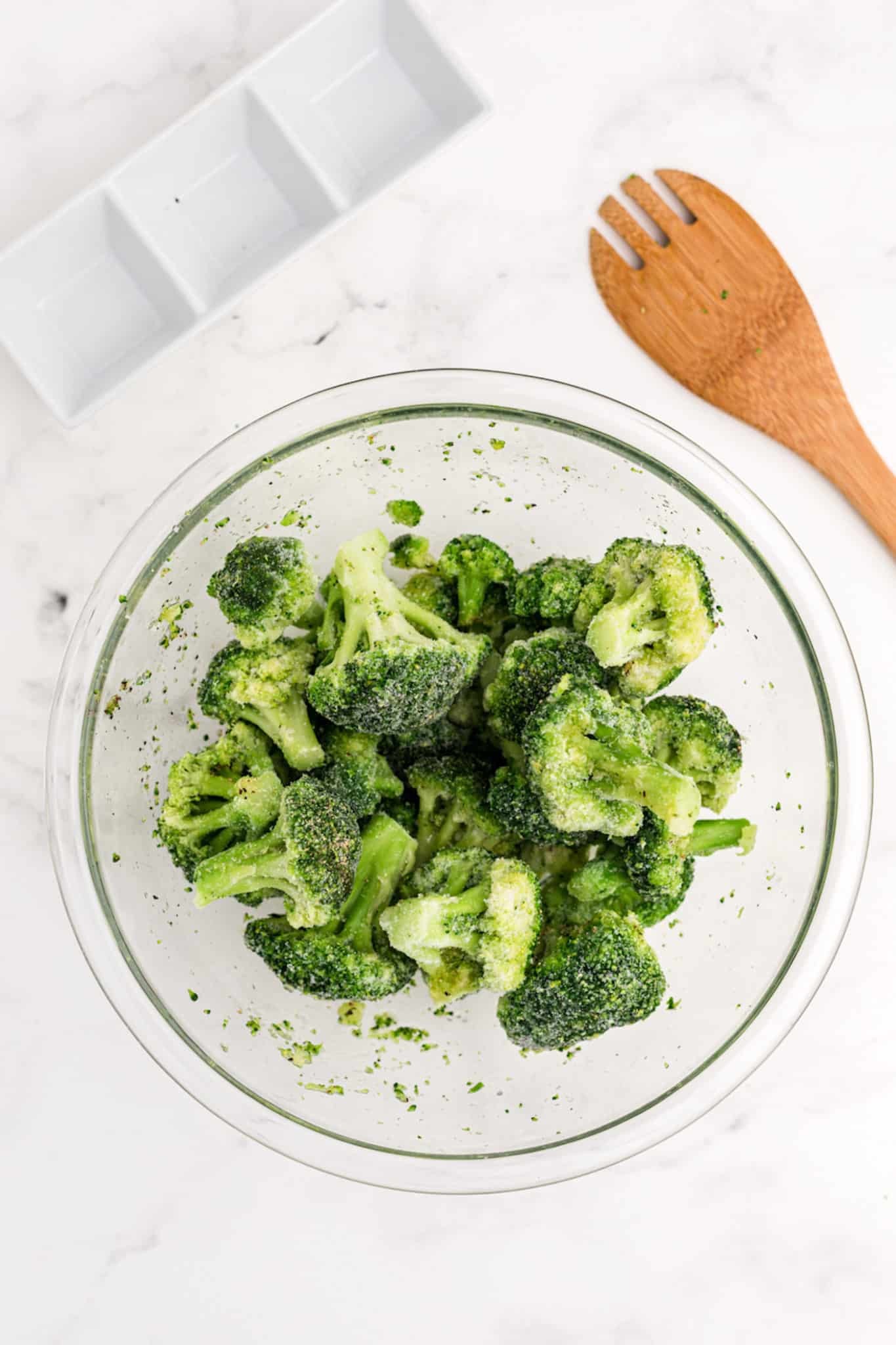 seasoned broccoli in a bowl.