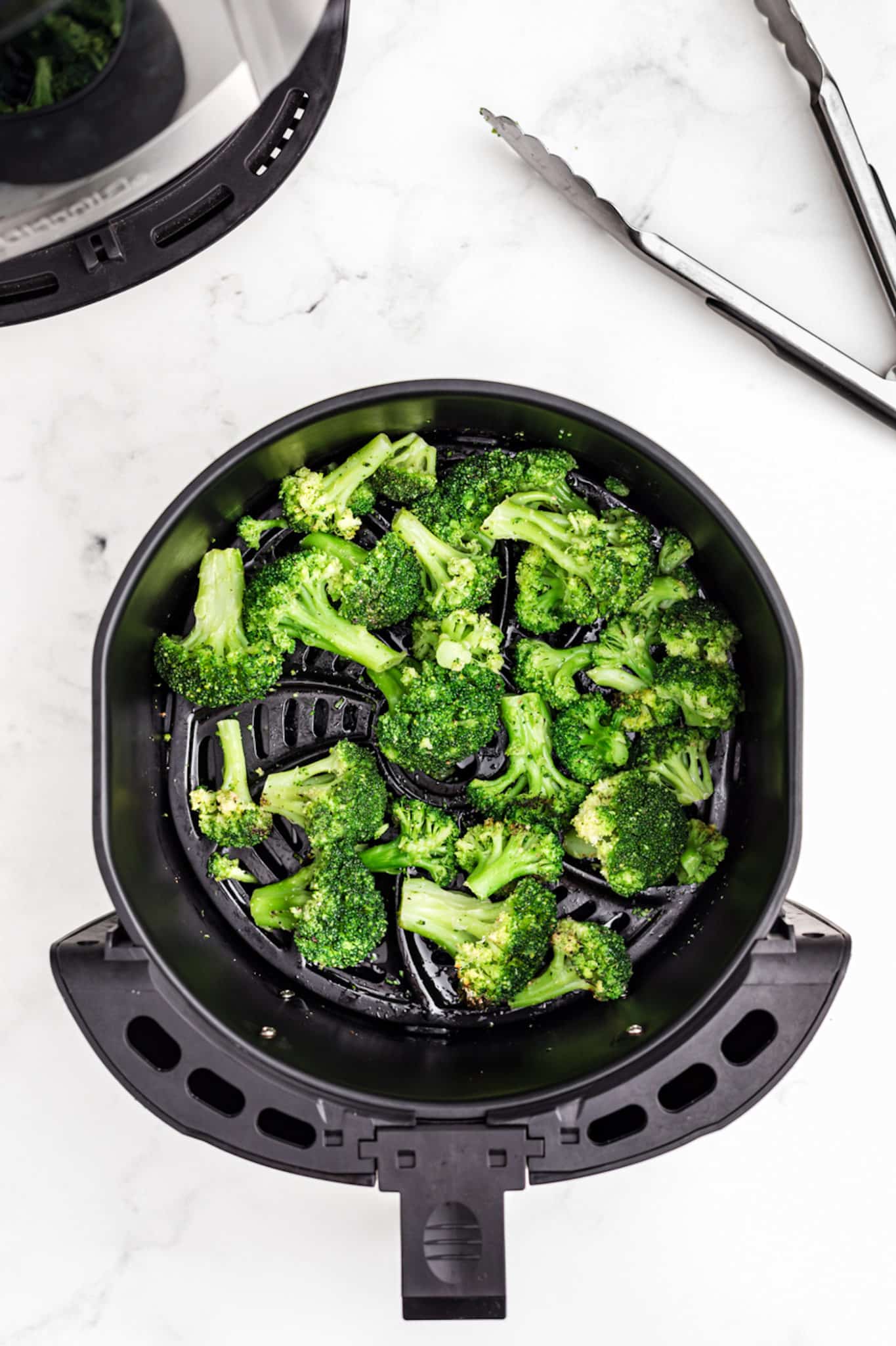 cooked broccoli in the air fryer.