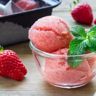 strawberry sorbet in a bowl