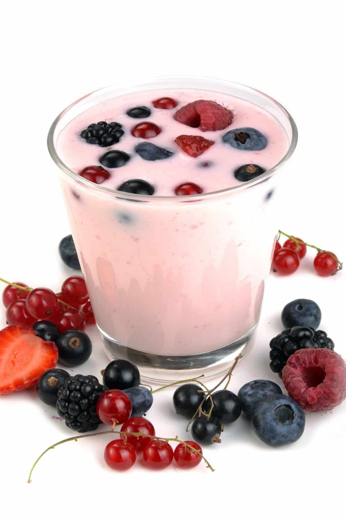 yogurt with berries.