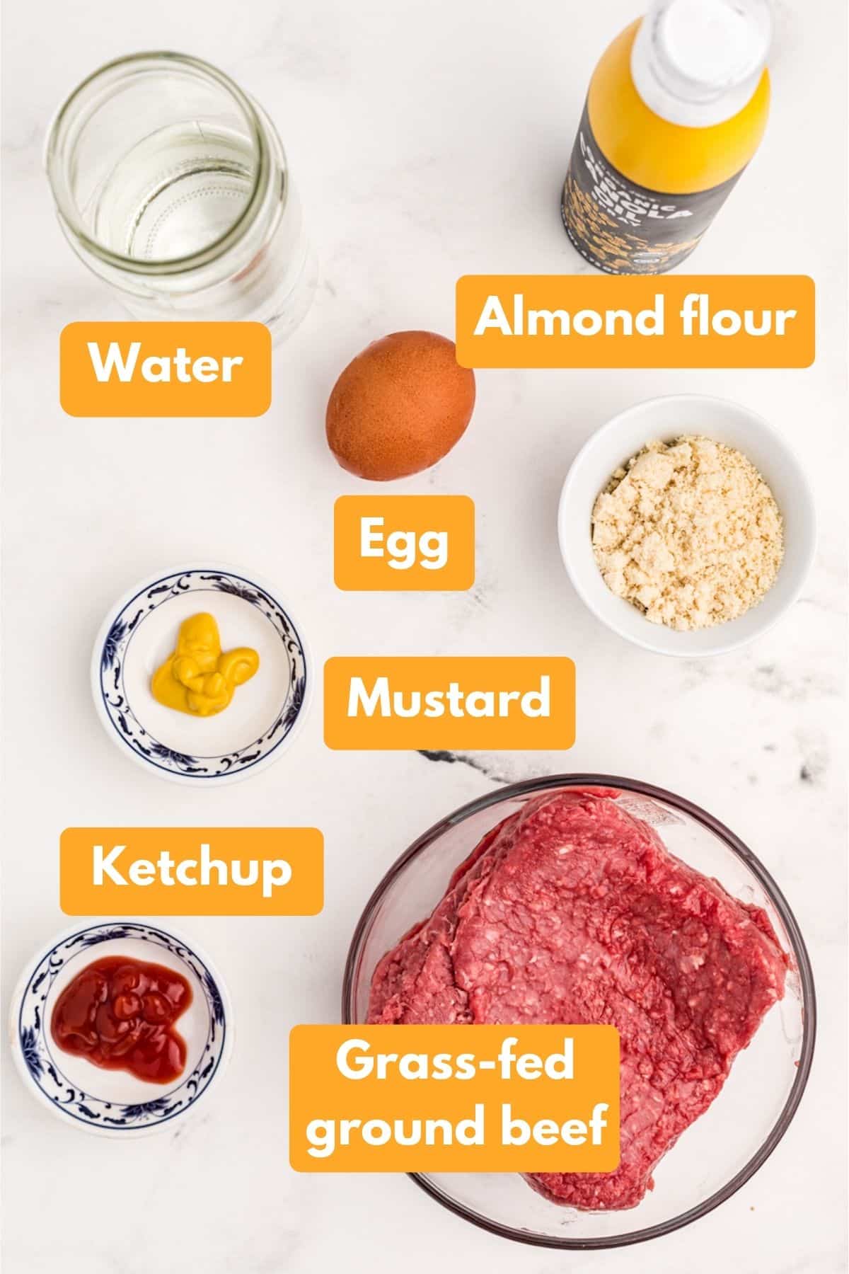 ingredients for low-carb air fryer meatloaf.