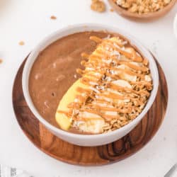 chocolate smoothie bowl with toppings