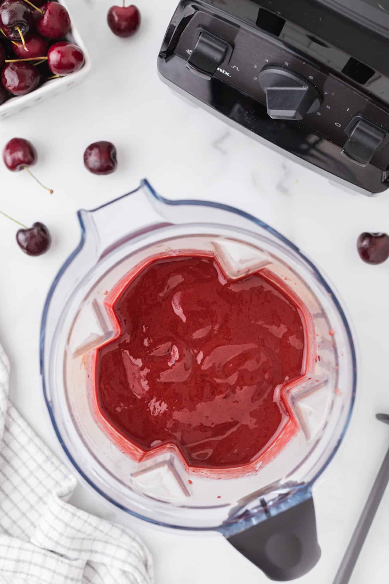 cherry smoothie in a blender