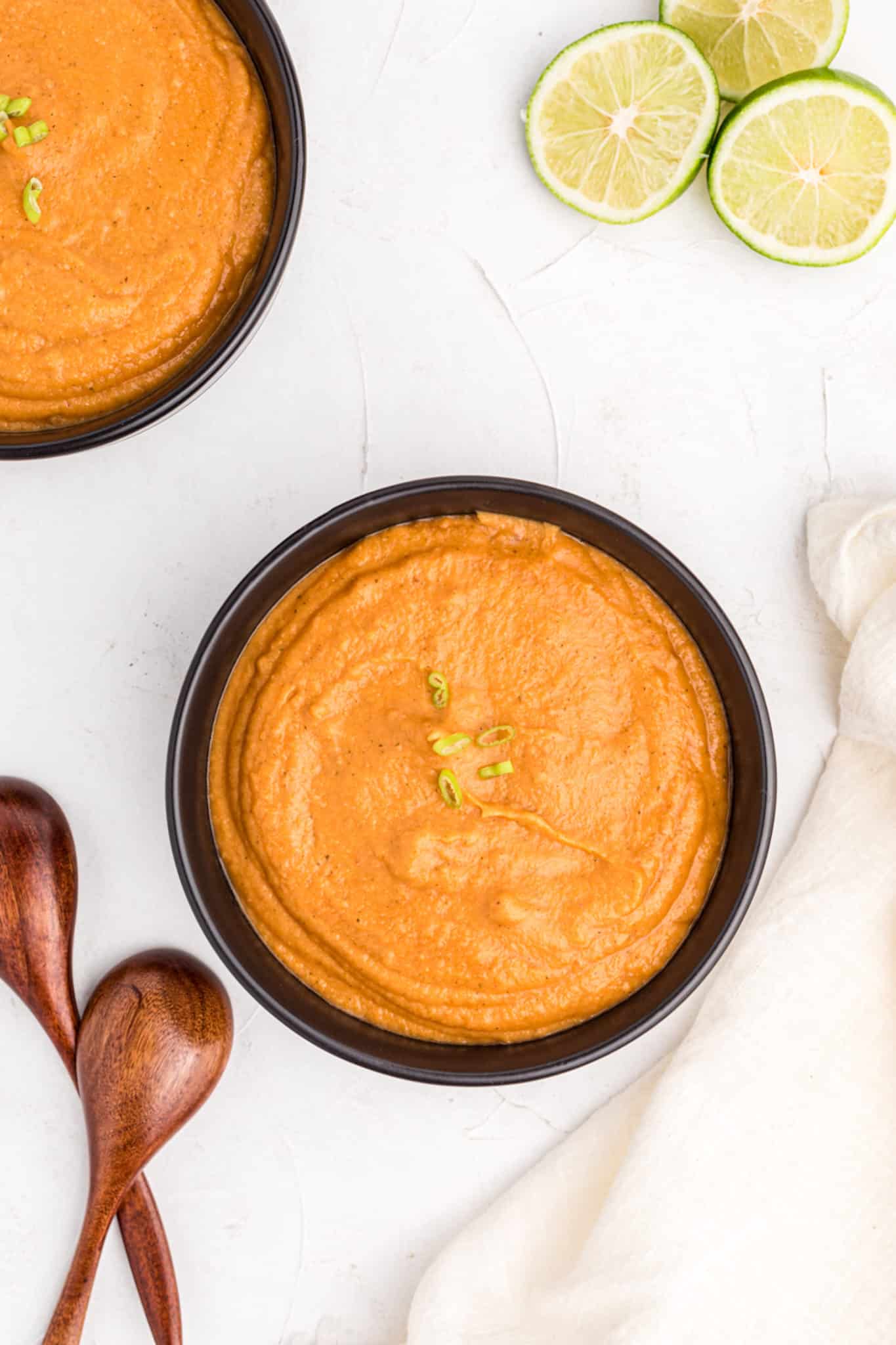 two bowls of peanut butter soup