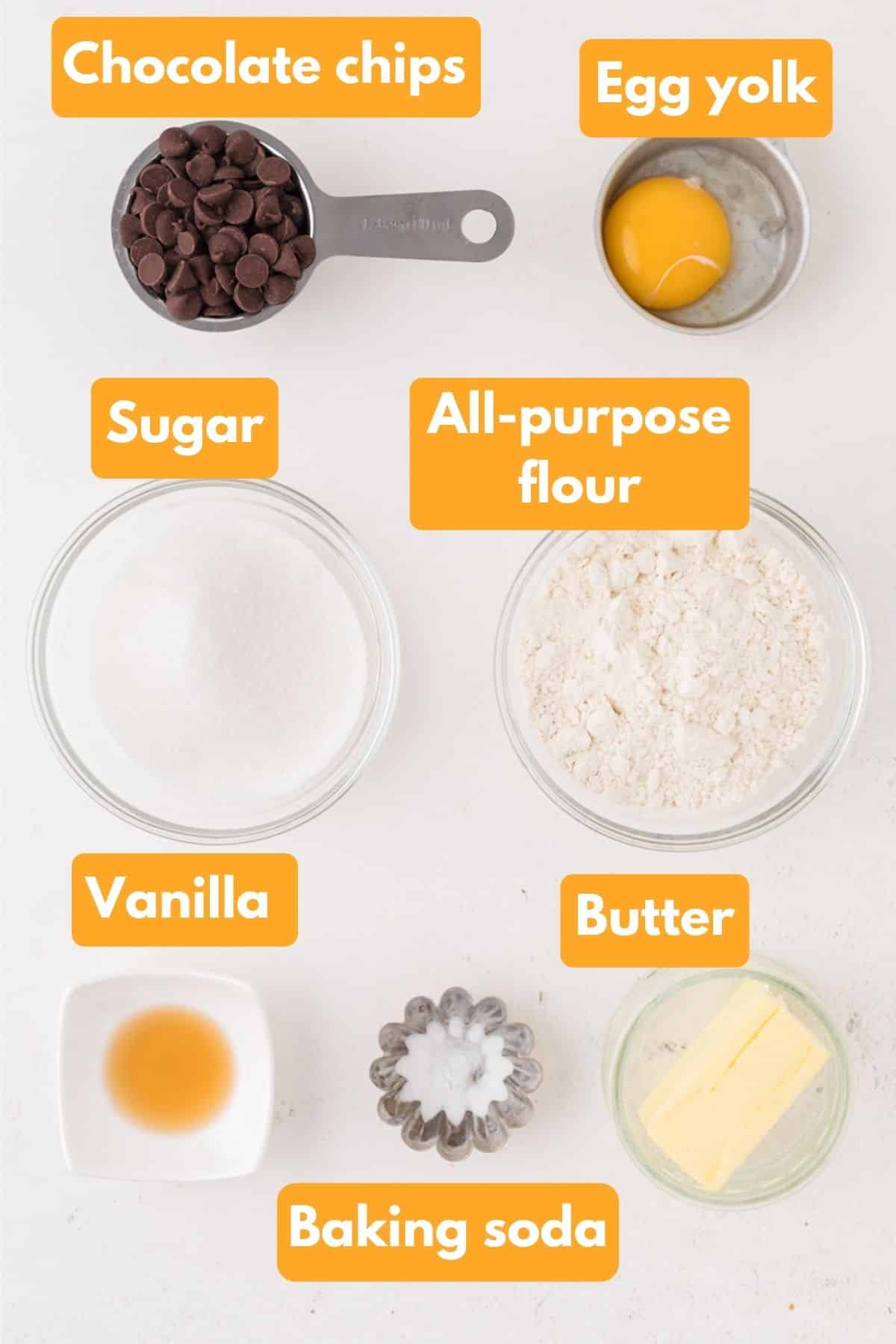 ingredients for chocolate chip cookies