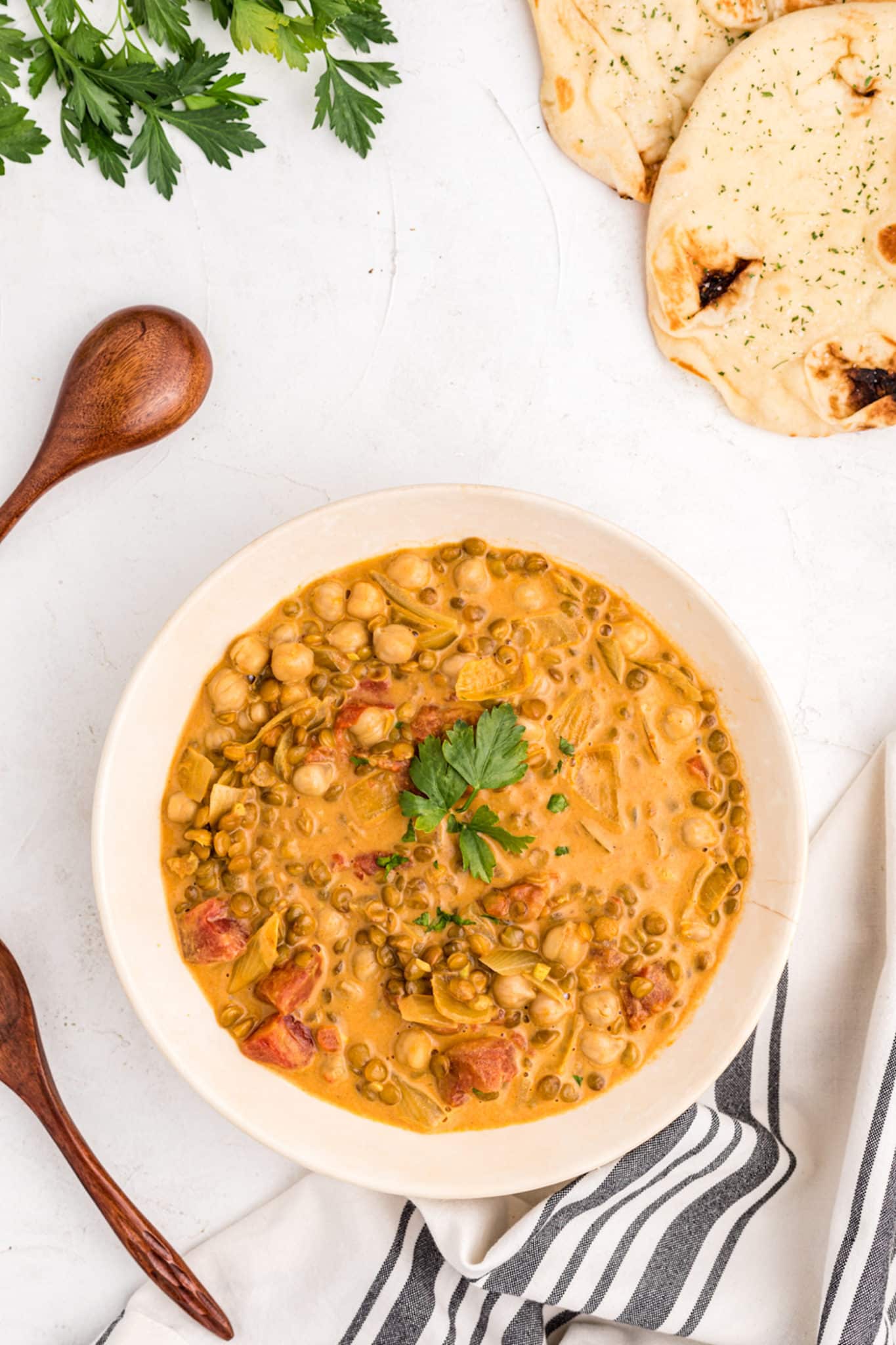 a bowl of vegan lentil curry