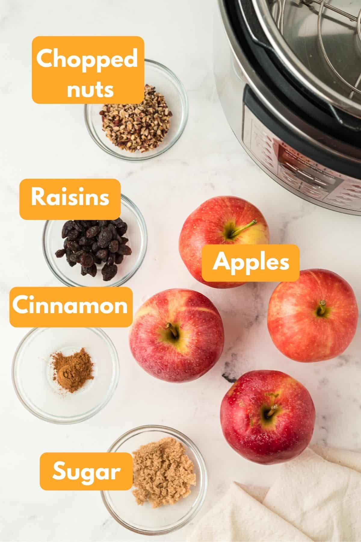 photo with ingredients for instant pot baked apples.