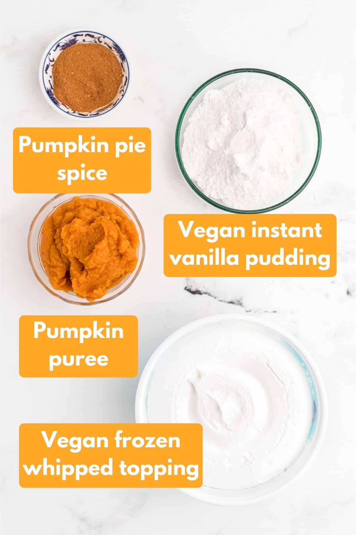 ingredients for vegan pumpkin fluff.