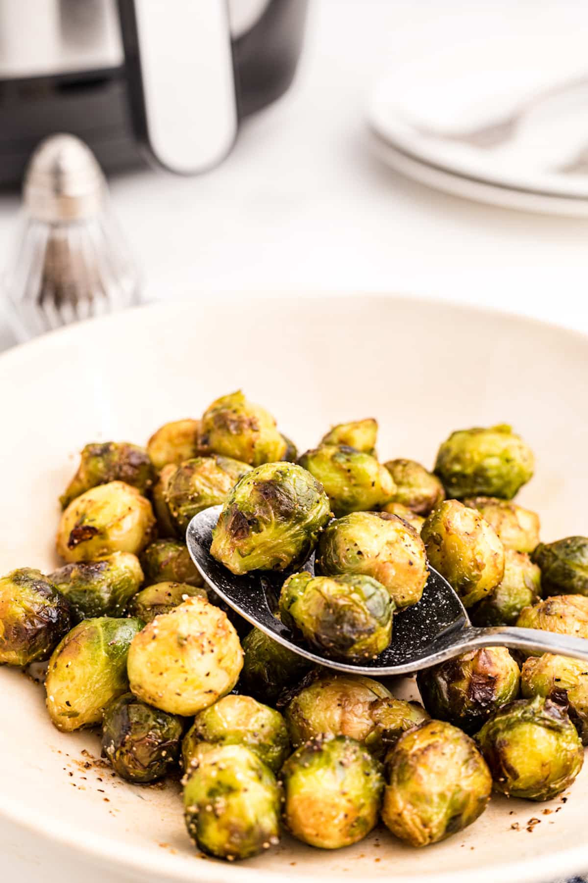 cooked brussels sprouts in a bowl