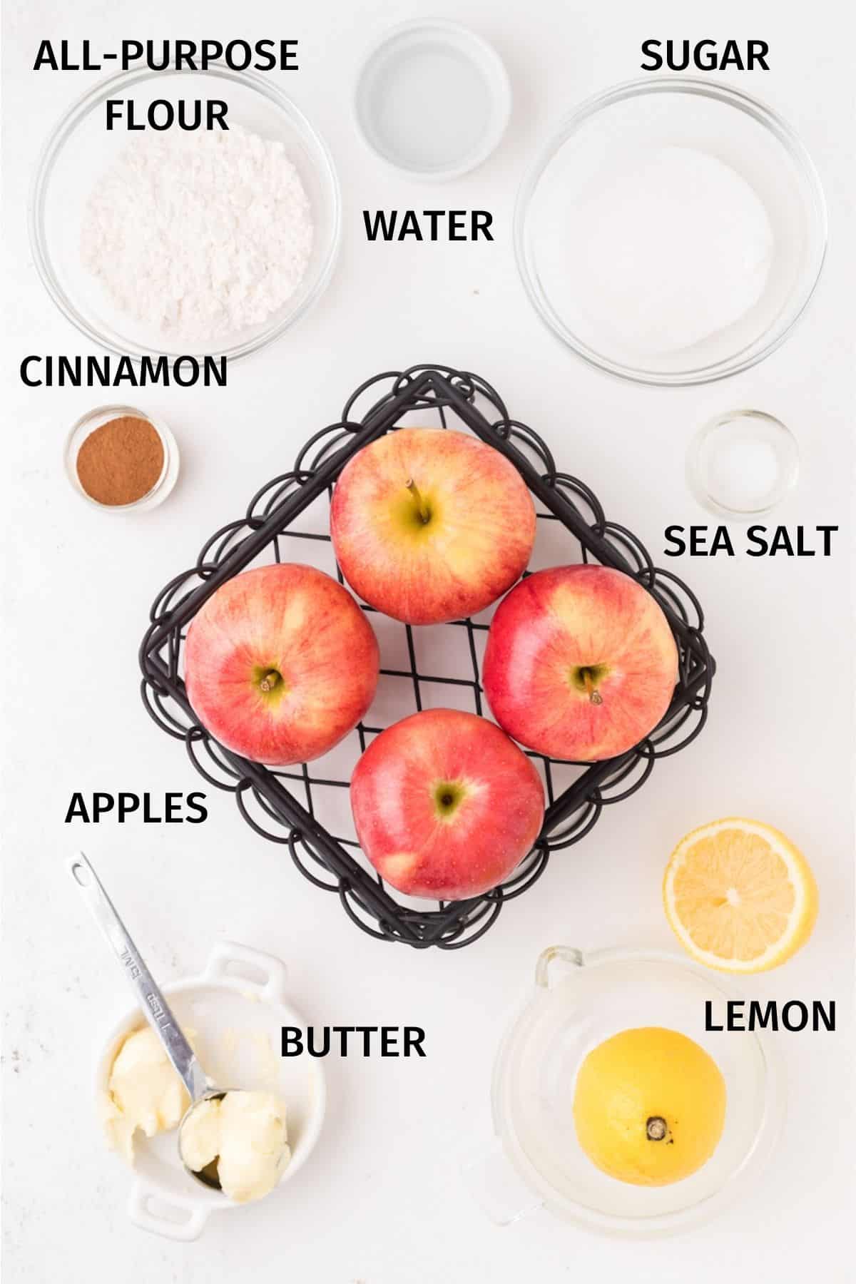ingredients for an apple crisp.