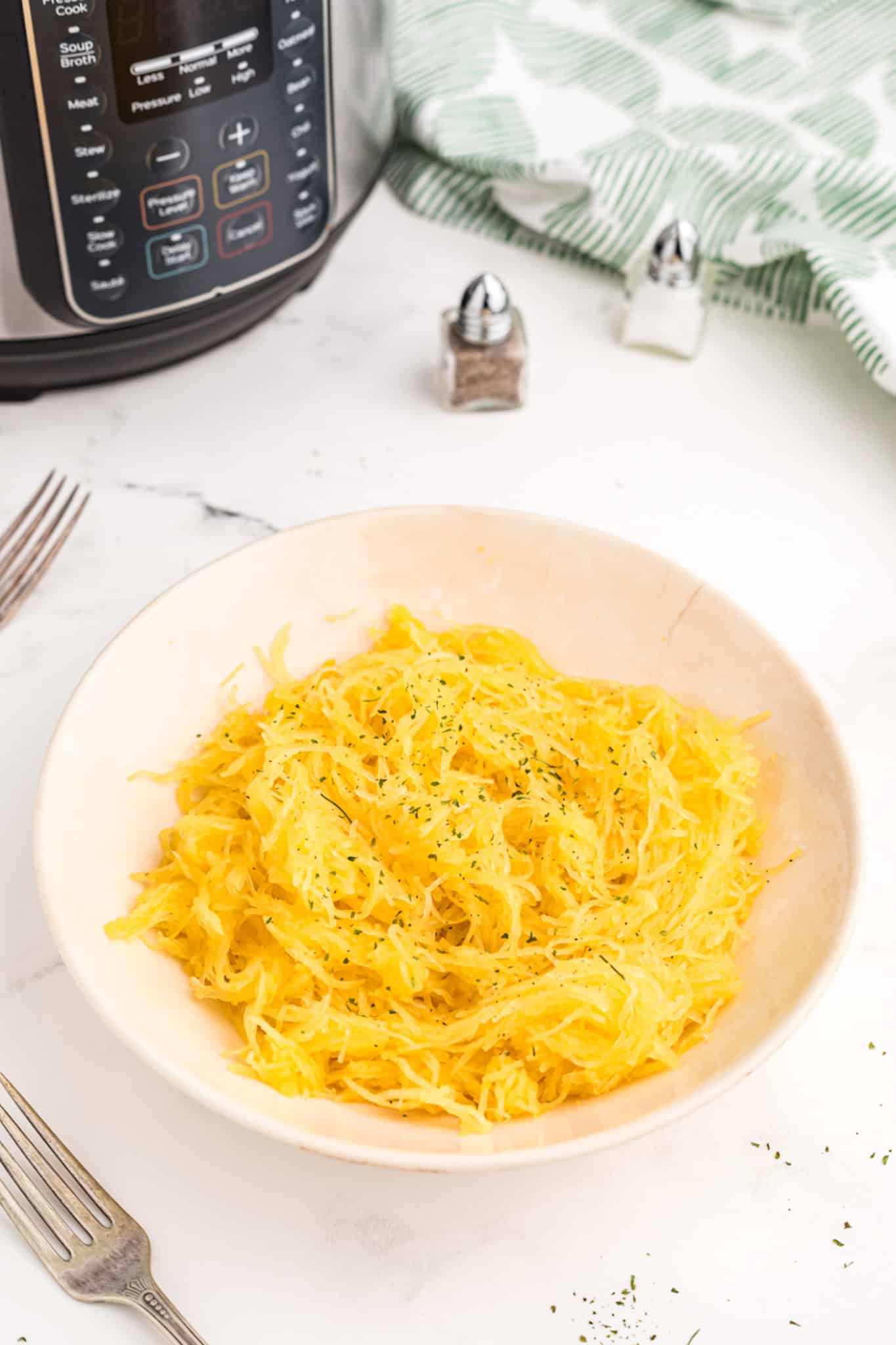 cooked instant pot spaghetti squash for serving