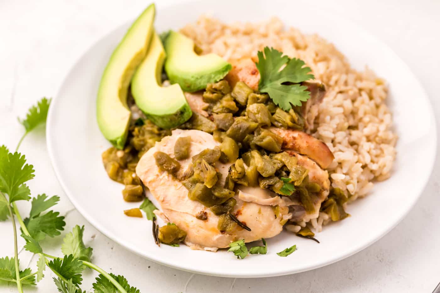Slow Cooker Green Chile Chicken via Clean Eating Kitchen.