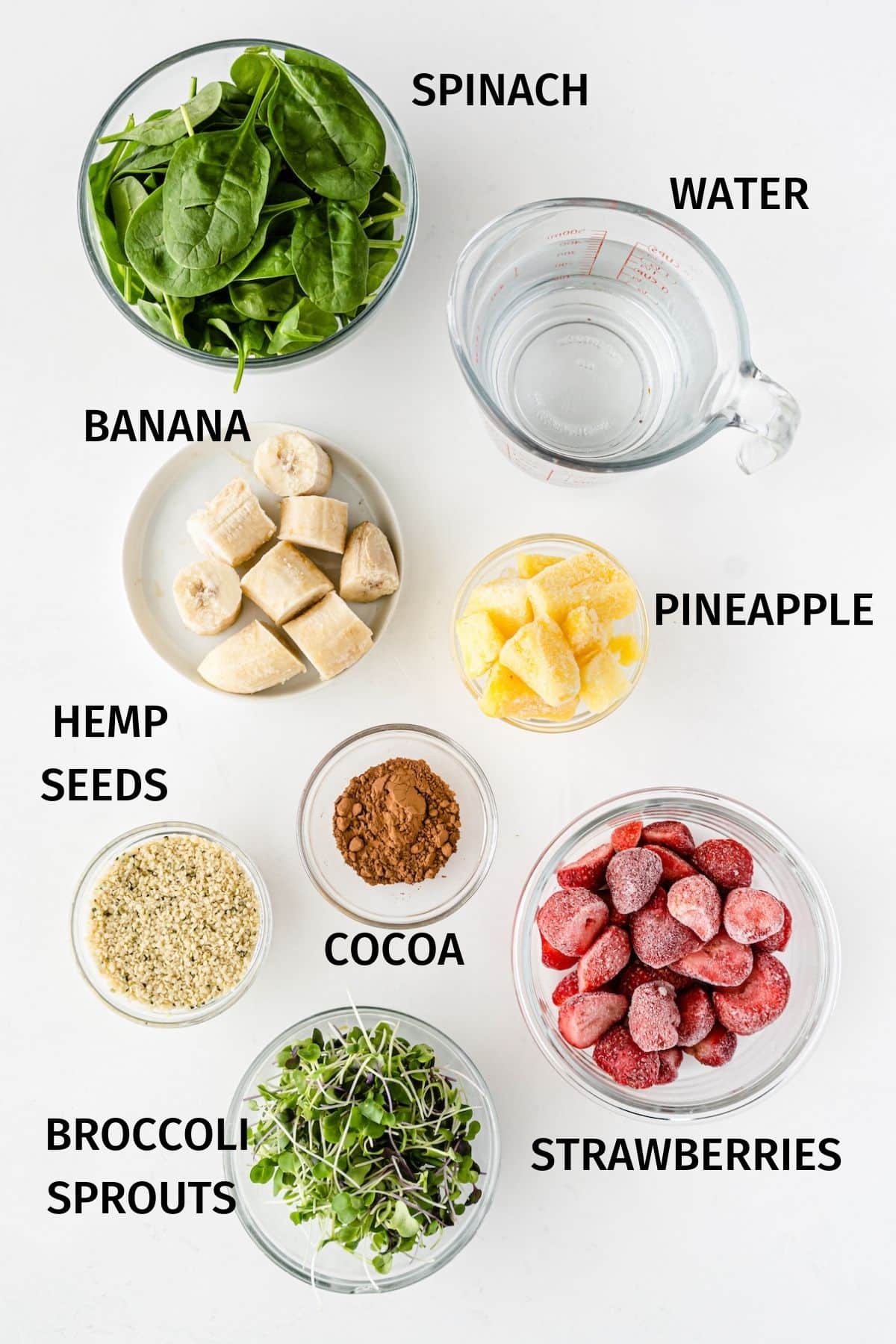 ingredients for broccoli sprout smoothie