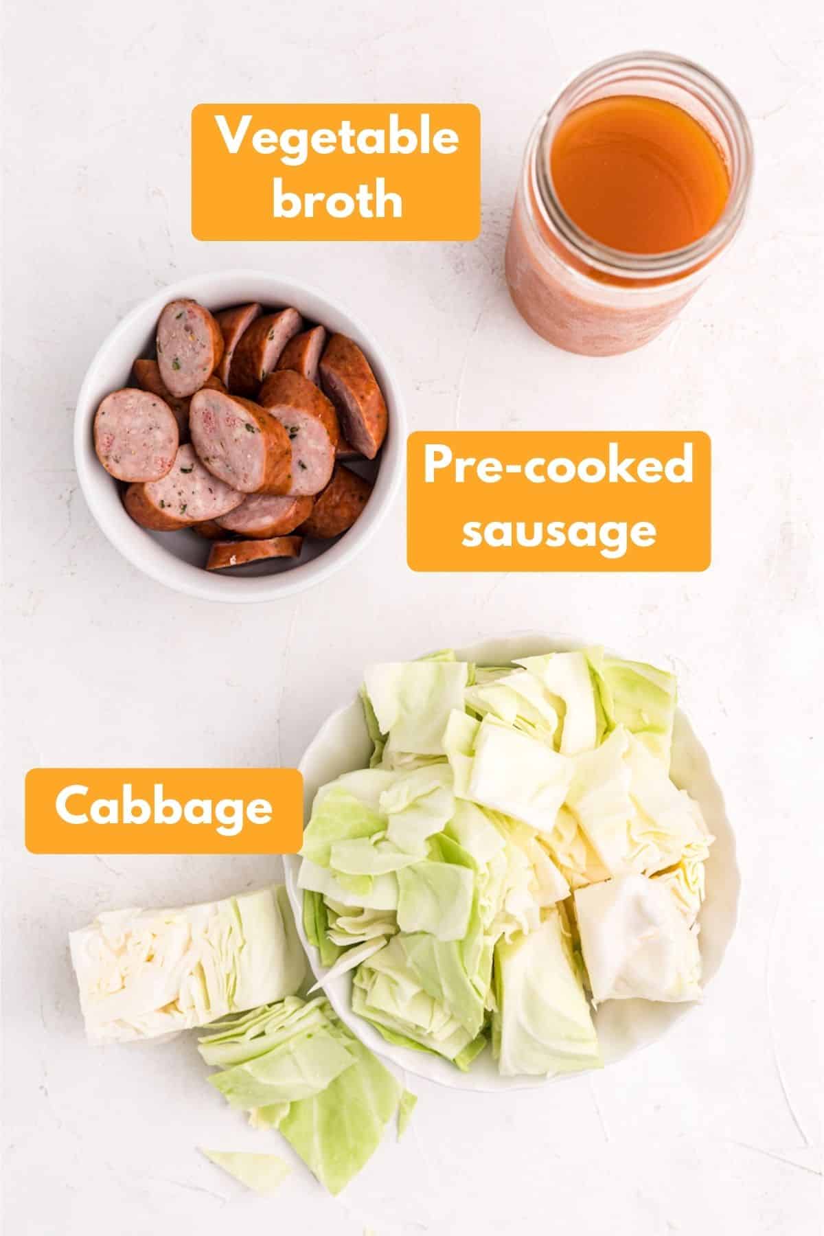 ingredients for instant pot cabbage and sausage