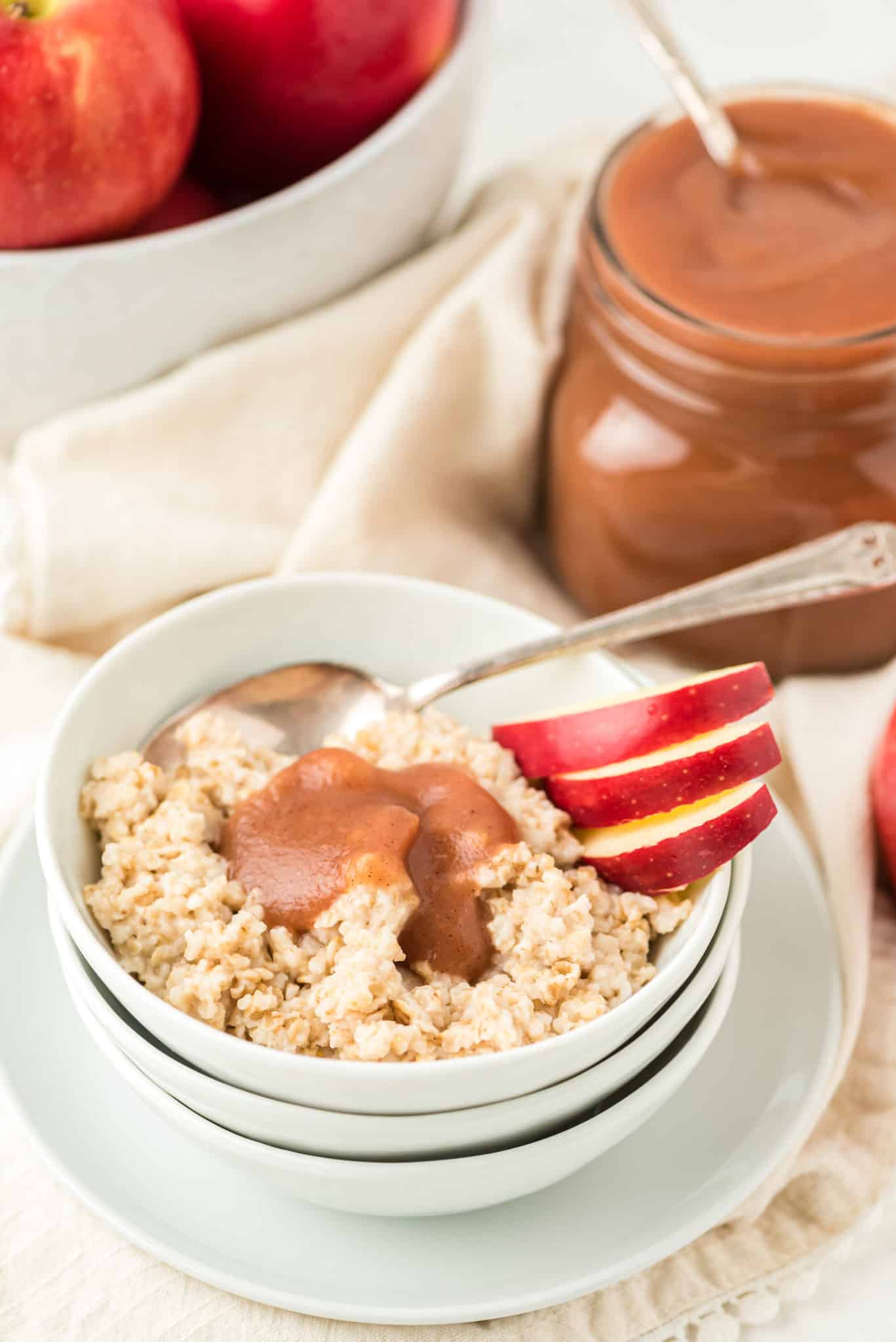 apple butter served on oatmeal.