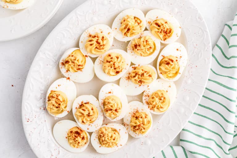 platter of deviled eggs