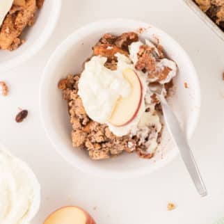 sugar free apple crisp in bowl