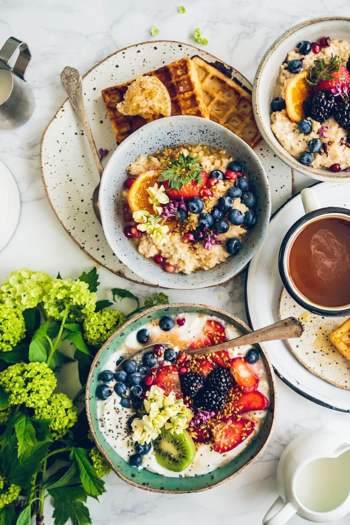 healthy breakfast foods on a table