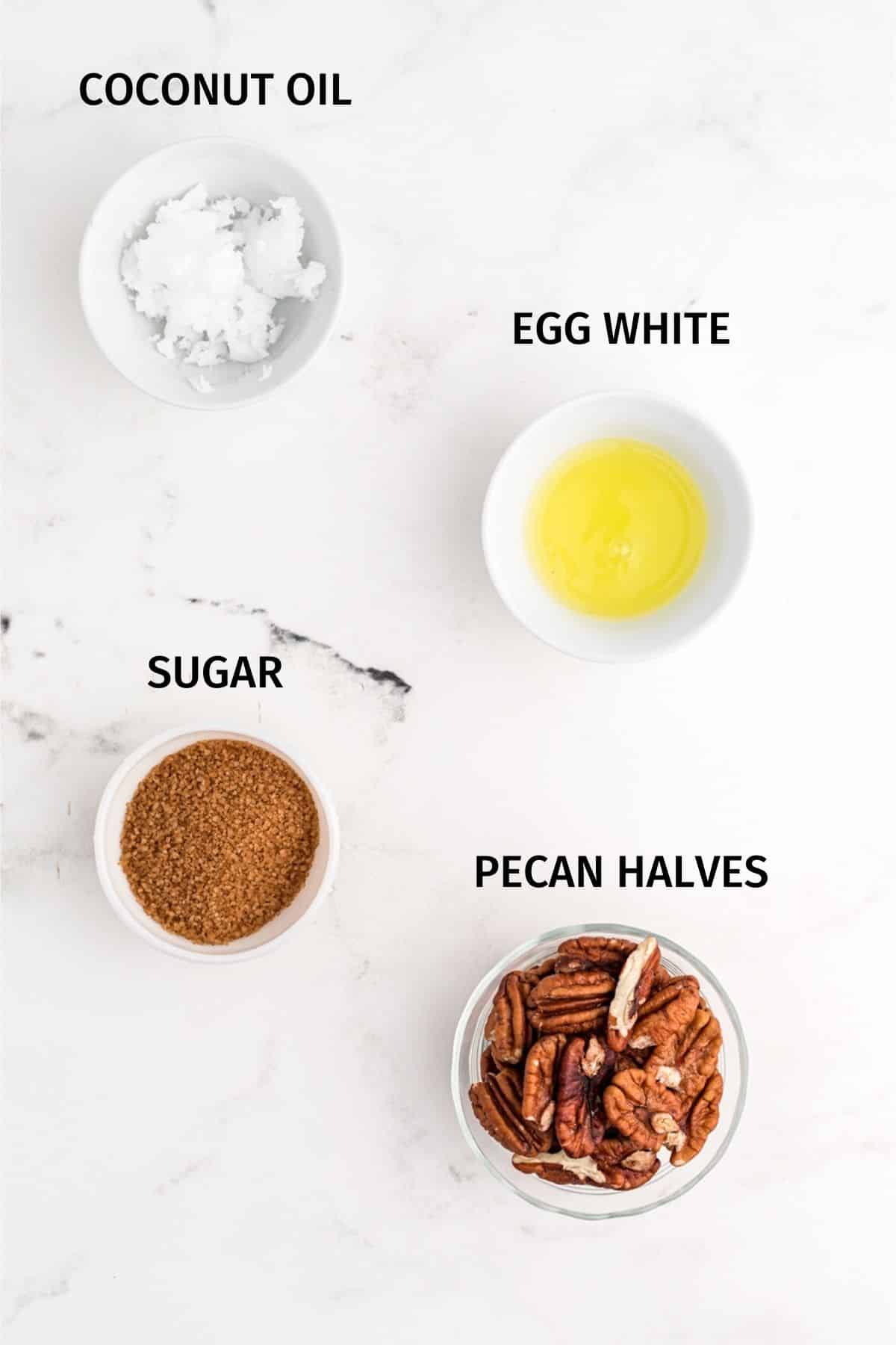 ingredients for candied pecans.