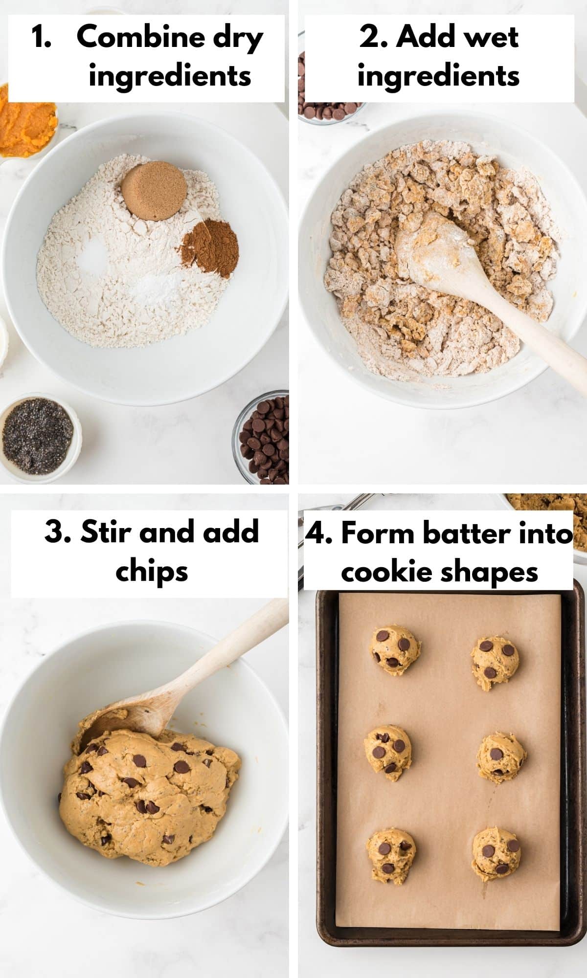 collage photo with instructions for how to make vegan pumpkin cookies