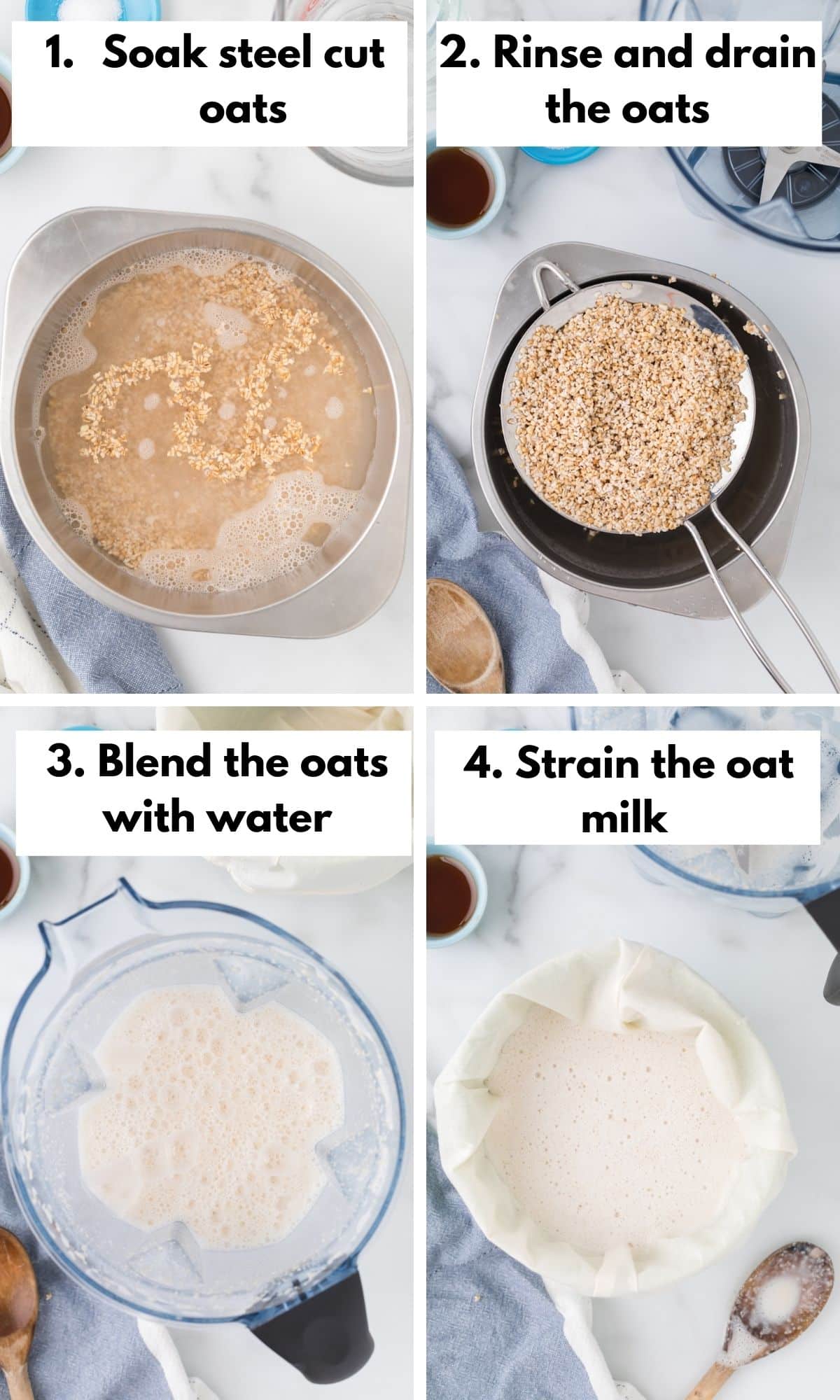 collage with photos on how to make homemade oat milk creamer.