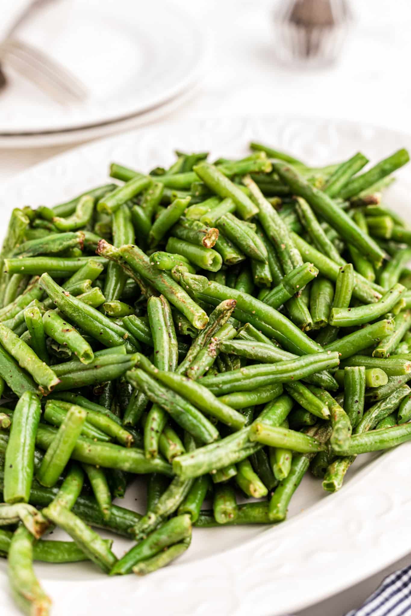 close up of cooked green beans