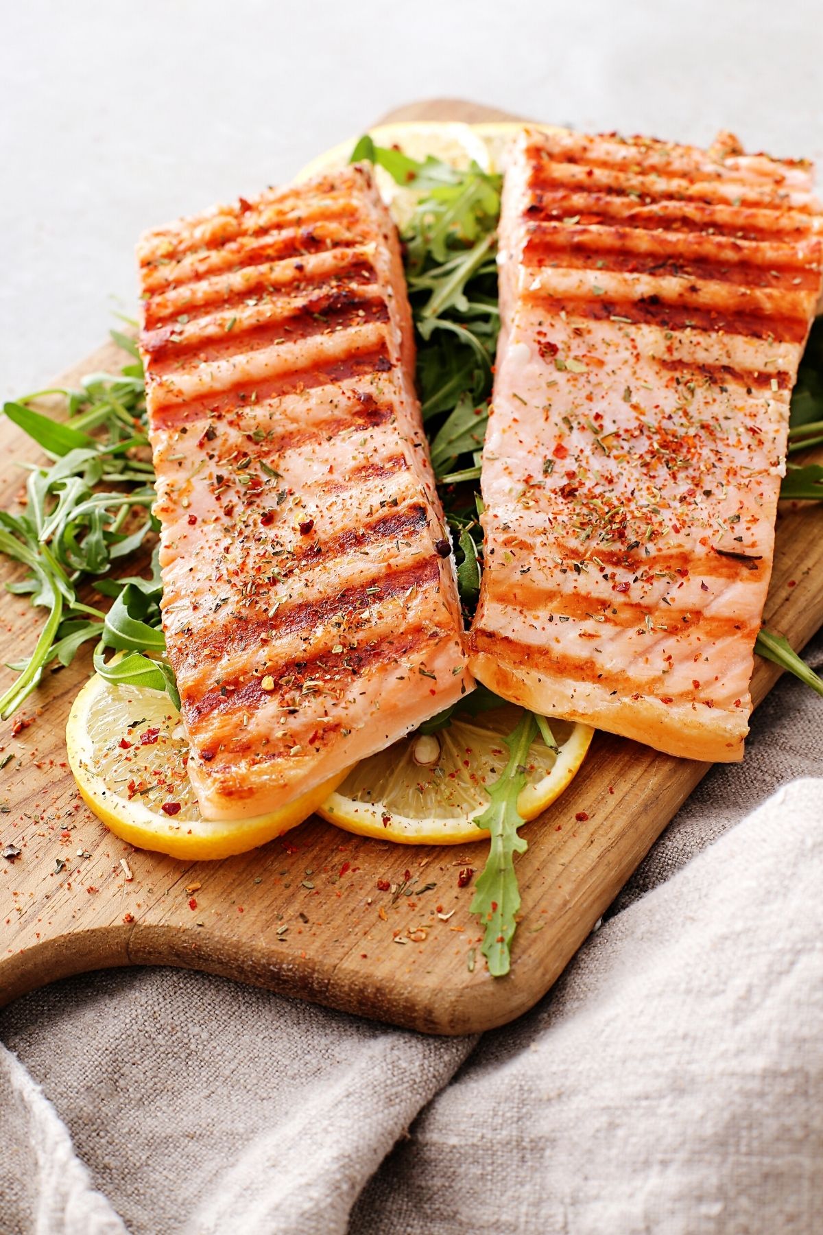 cooked salmon on a platter