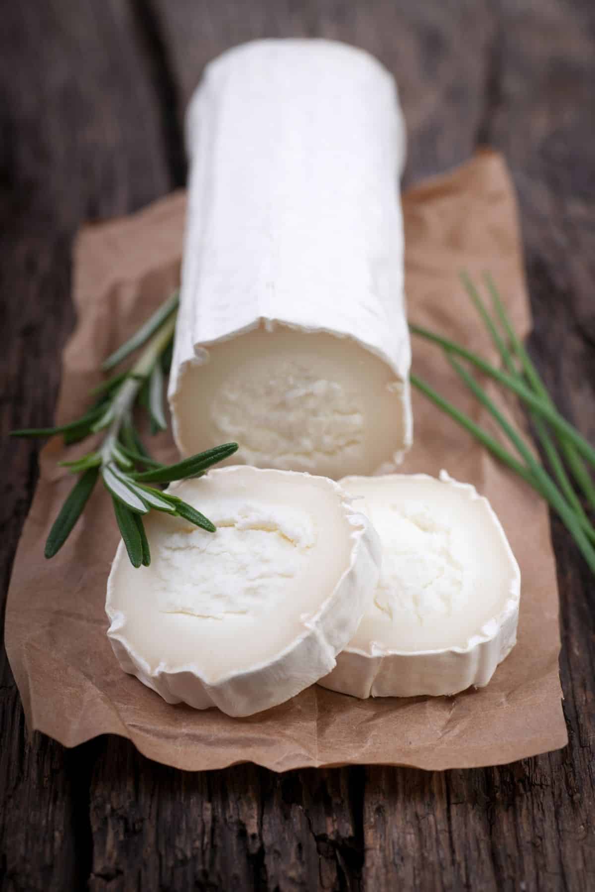 goat cheese on table.