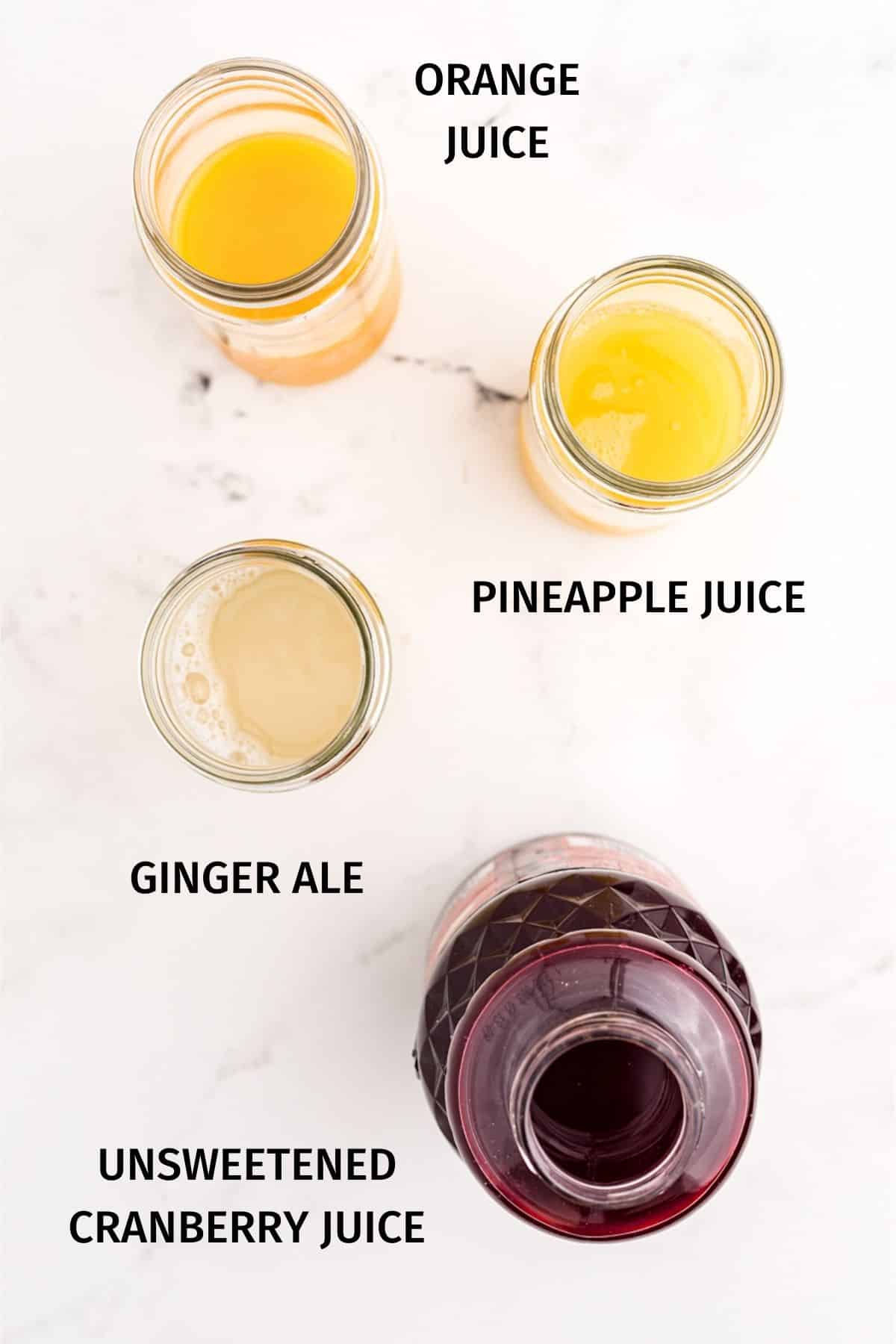 ingredients for holiday brunch punch.