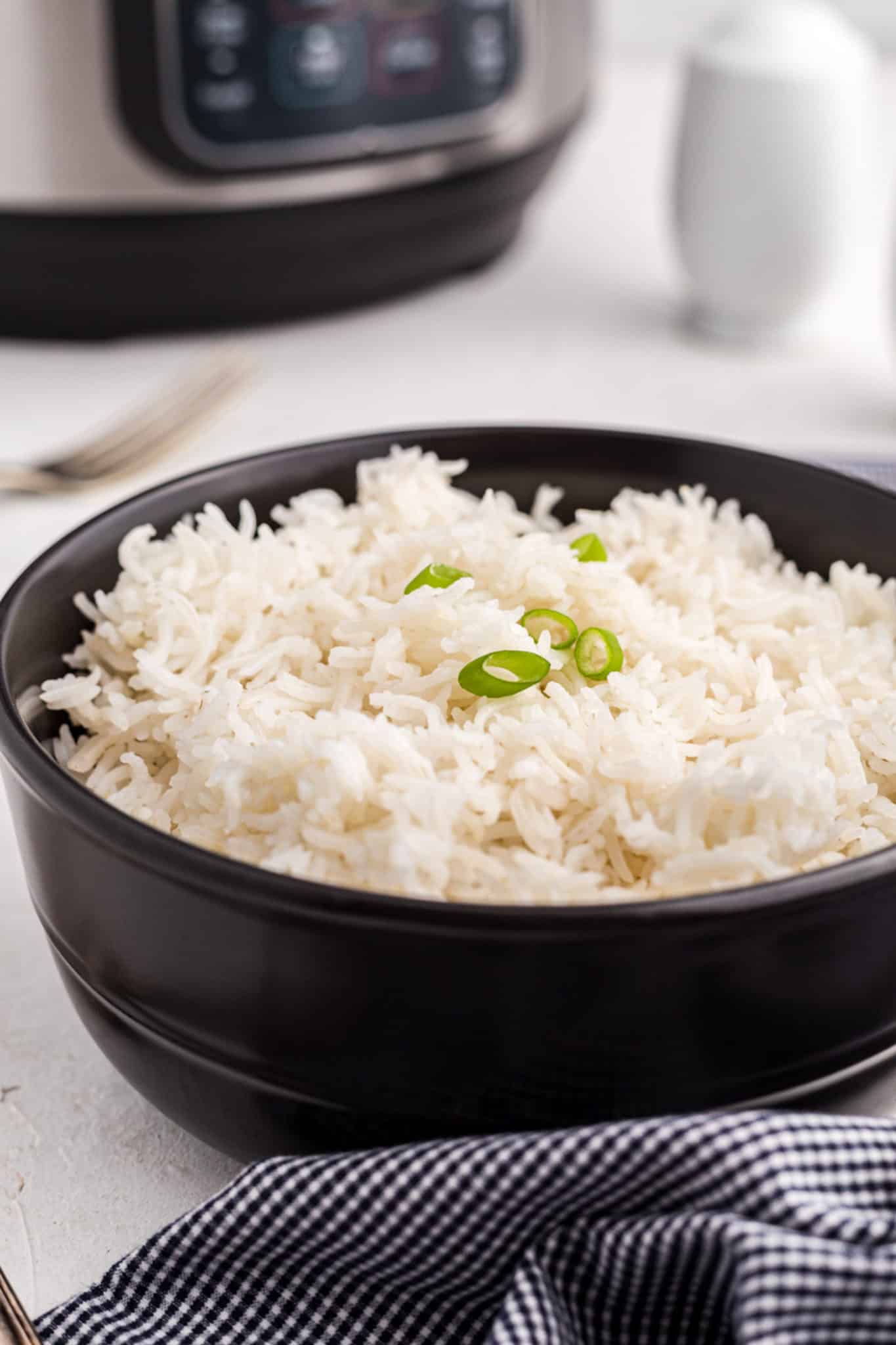 a bowl of instant pot basmati rice.