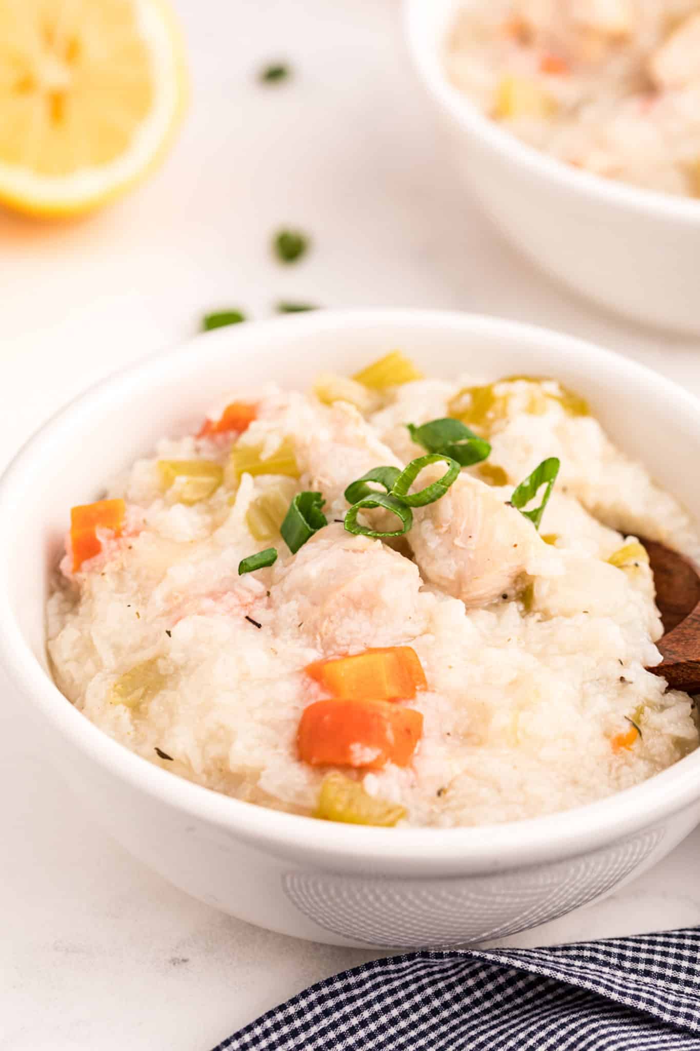 instant pot chicken rice soup with lemon.