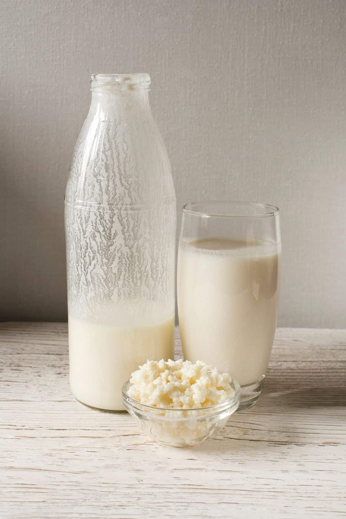 jar of kefir on a table.