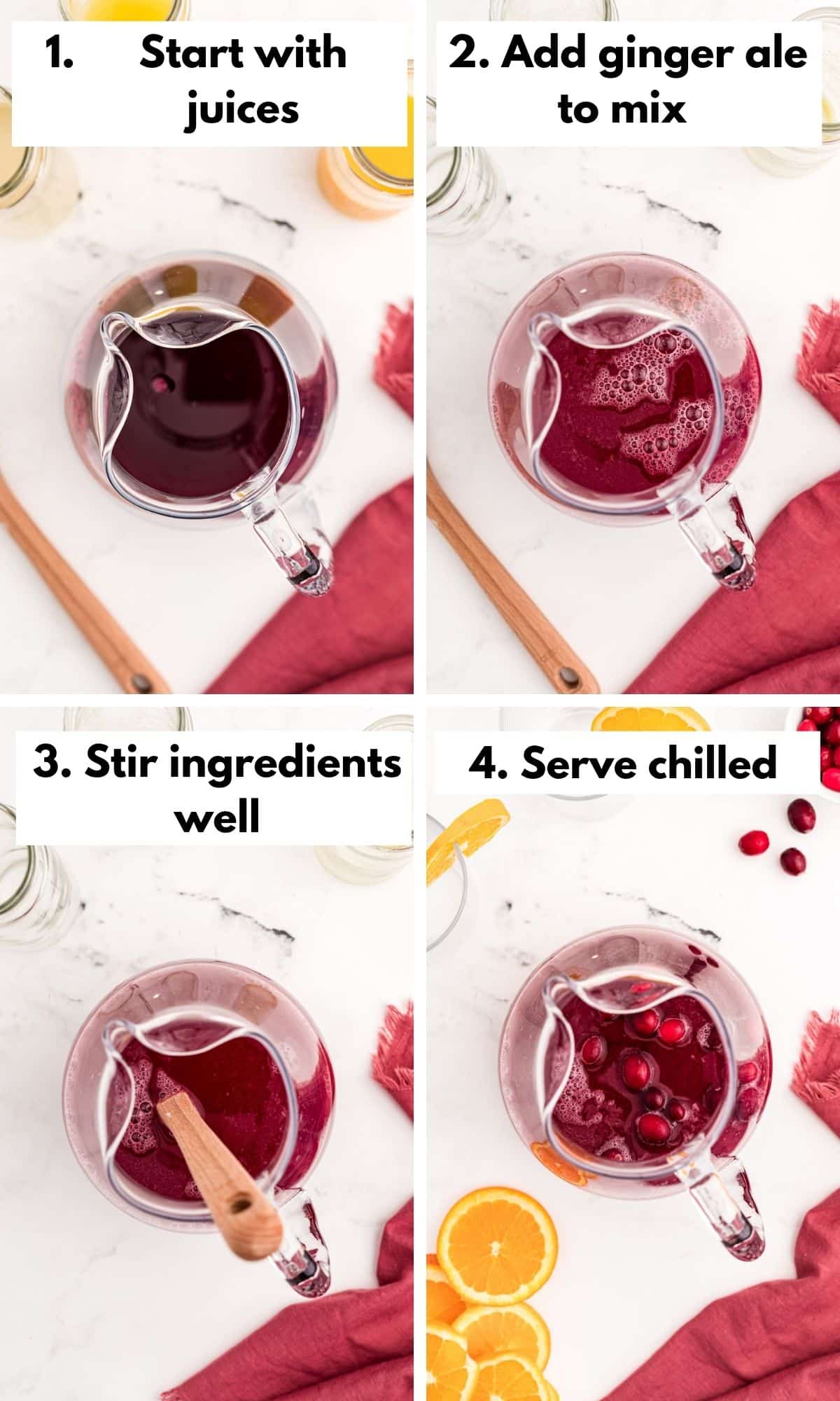 photo collage with how to make christmas morning punch