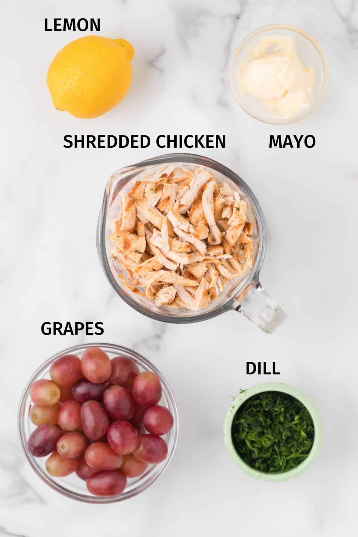 photo with ingredients for healthy chicken salad.