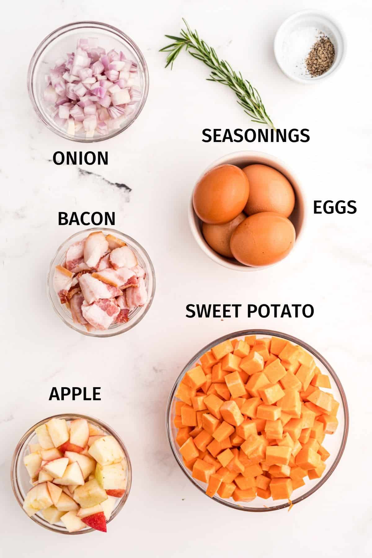 photo with ingredients for sweet potato apple hash