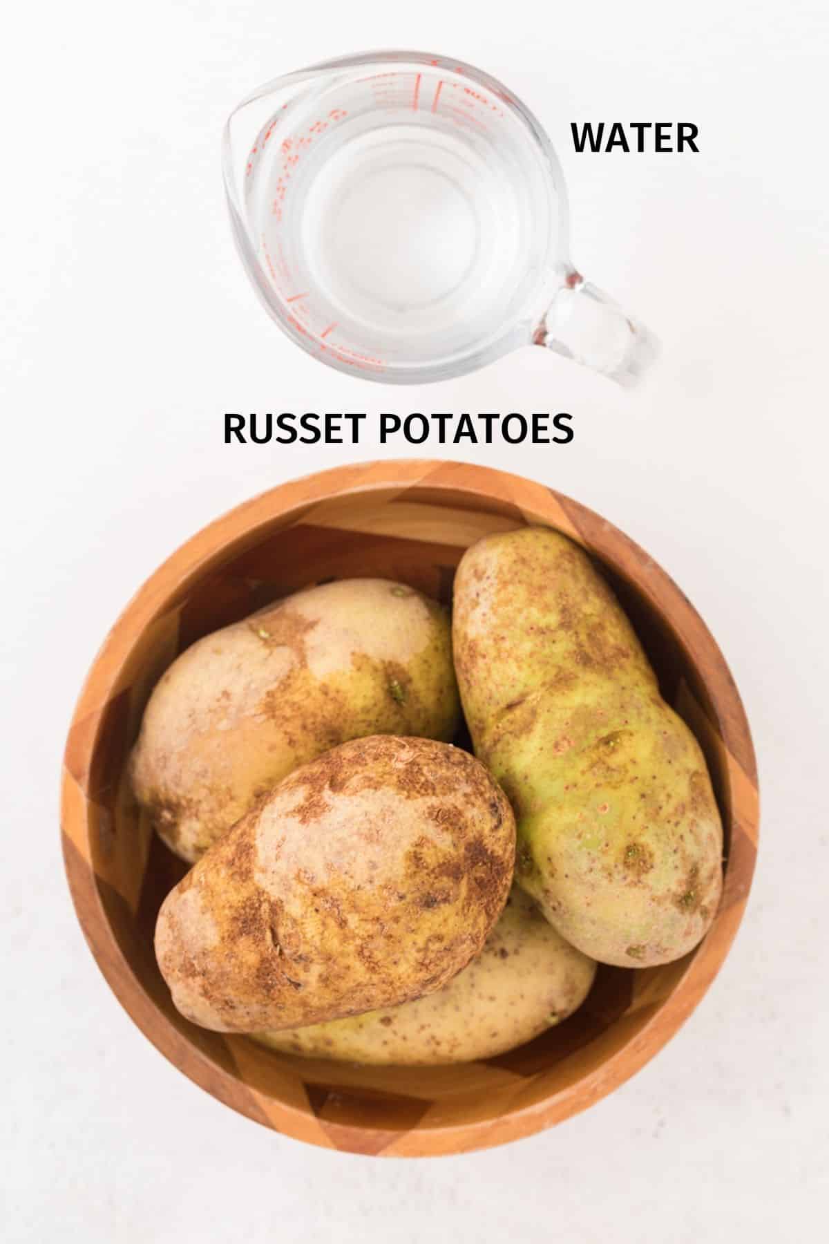 photo with labels on how to make instant pot baked potatoes