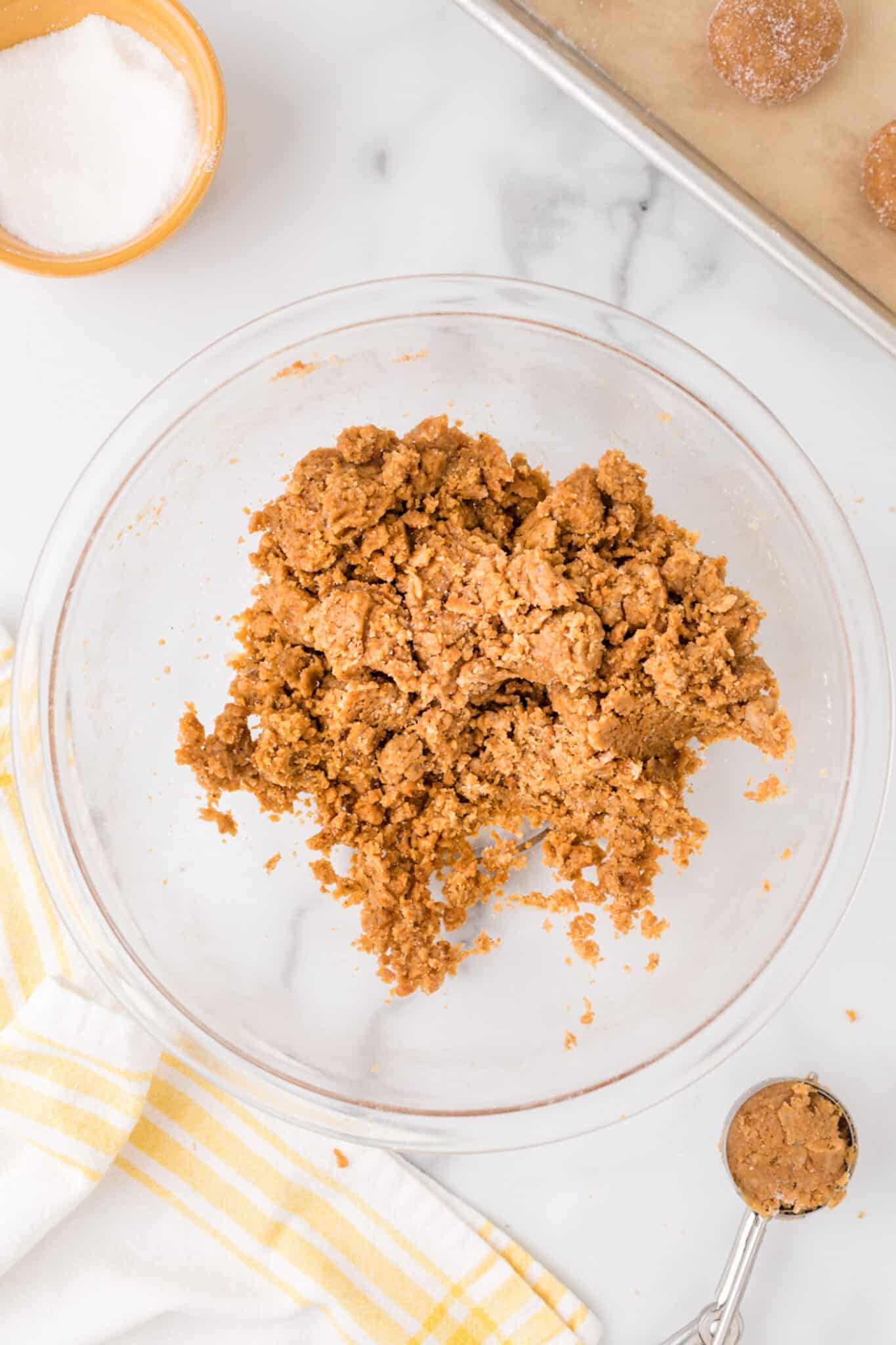 vegan gingersnap dough in bowl.