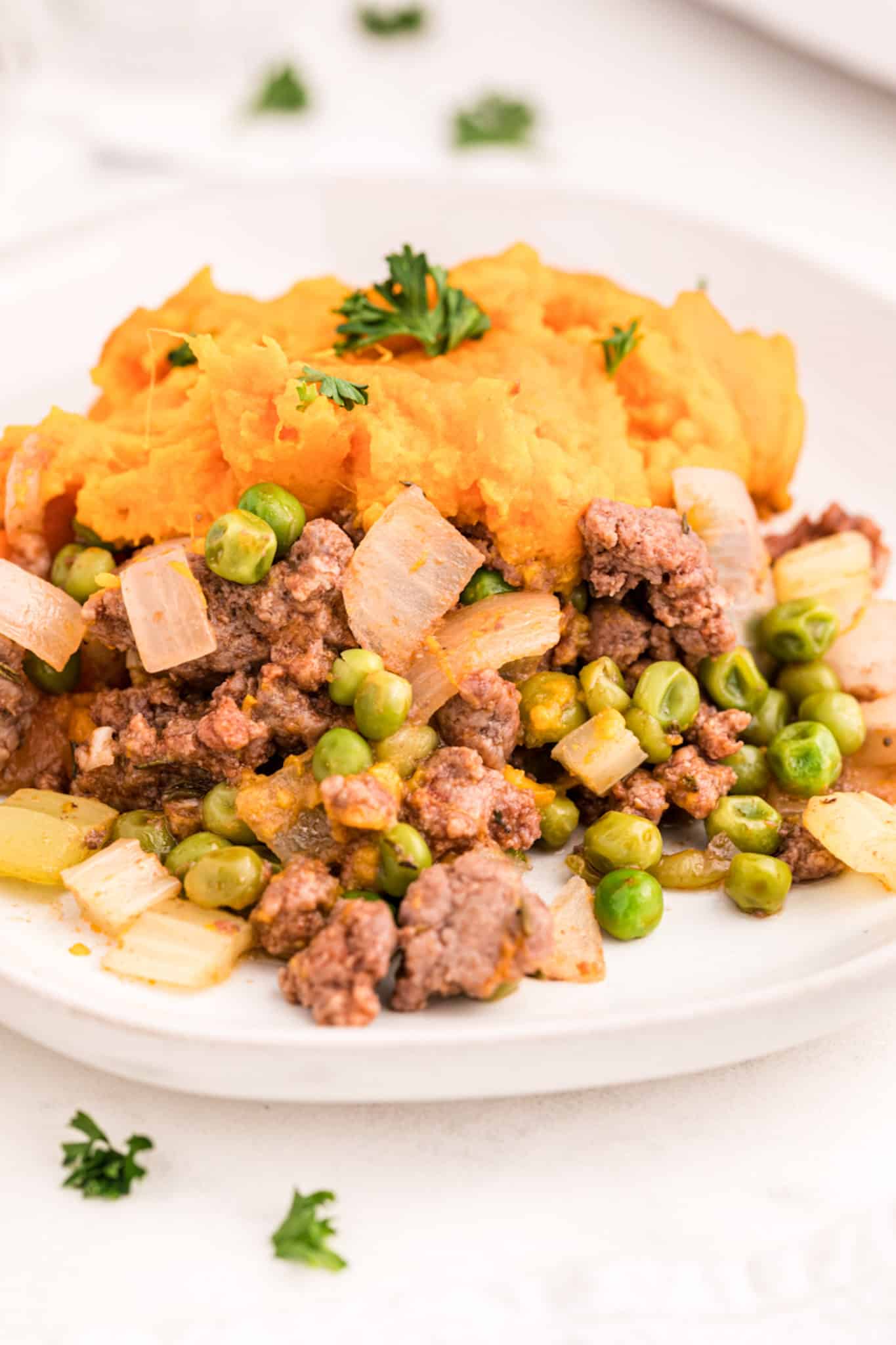 serving of shepherd's pie with meat and veggies