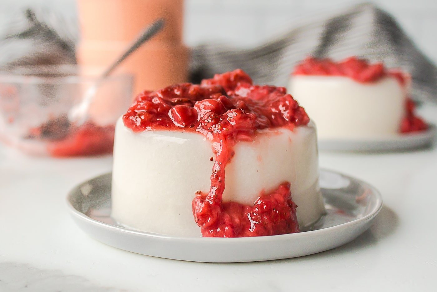 Vegan Panna Cotta with Strawberry Sauce - Clean Eating Kitchen